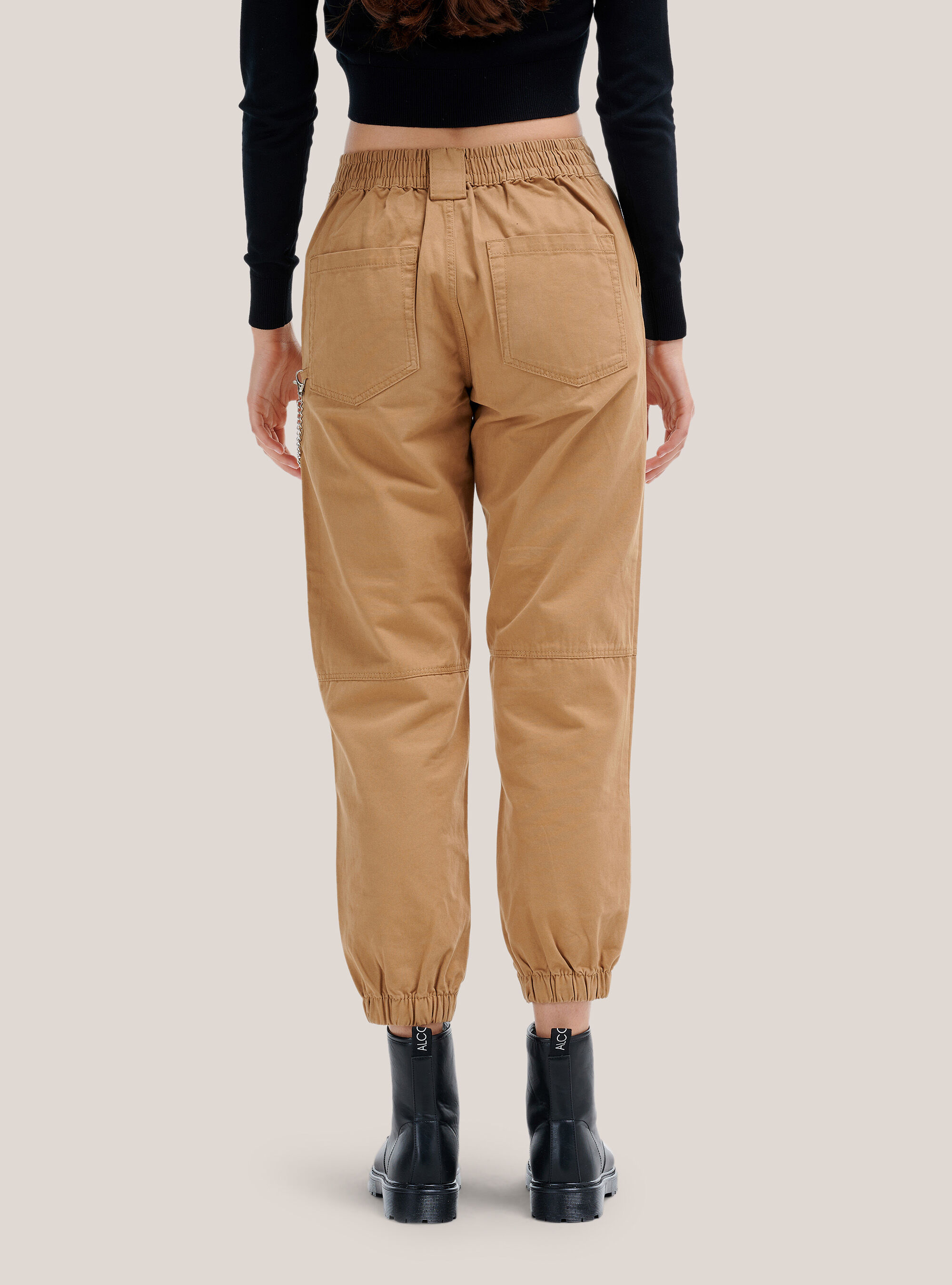 Pantaloni utility con catena laterale ed elastico alle caviglie