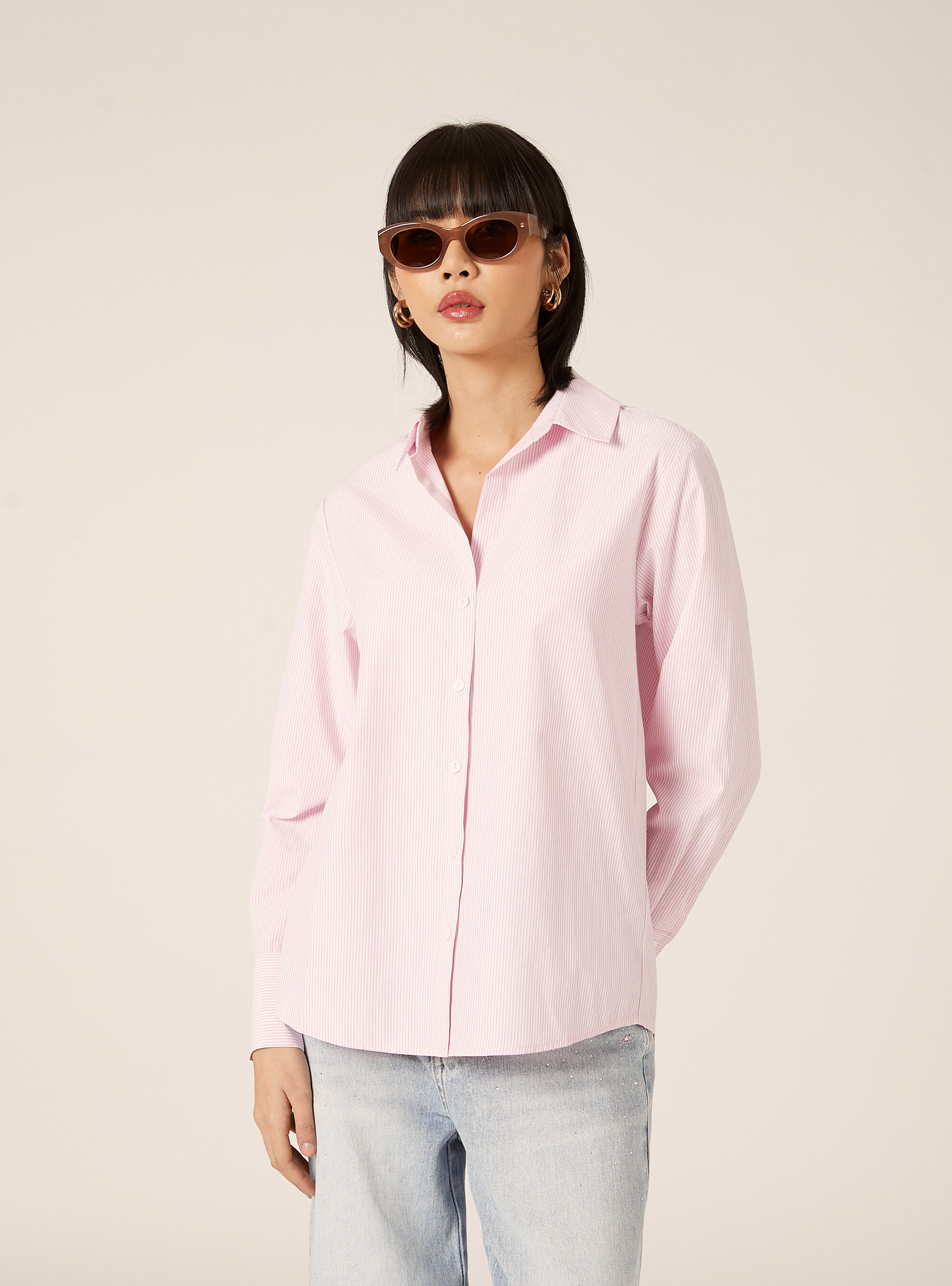 Striped poplin shirt