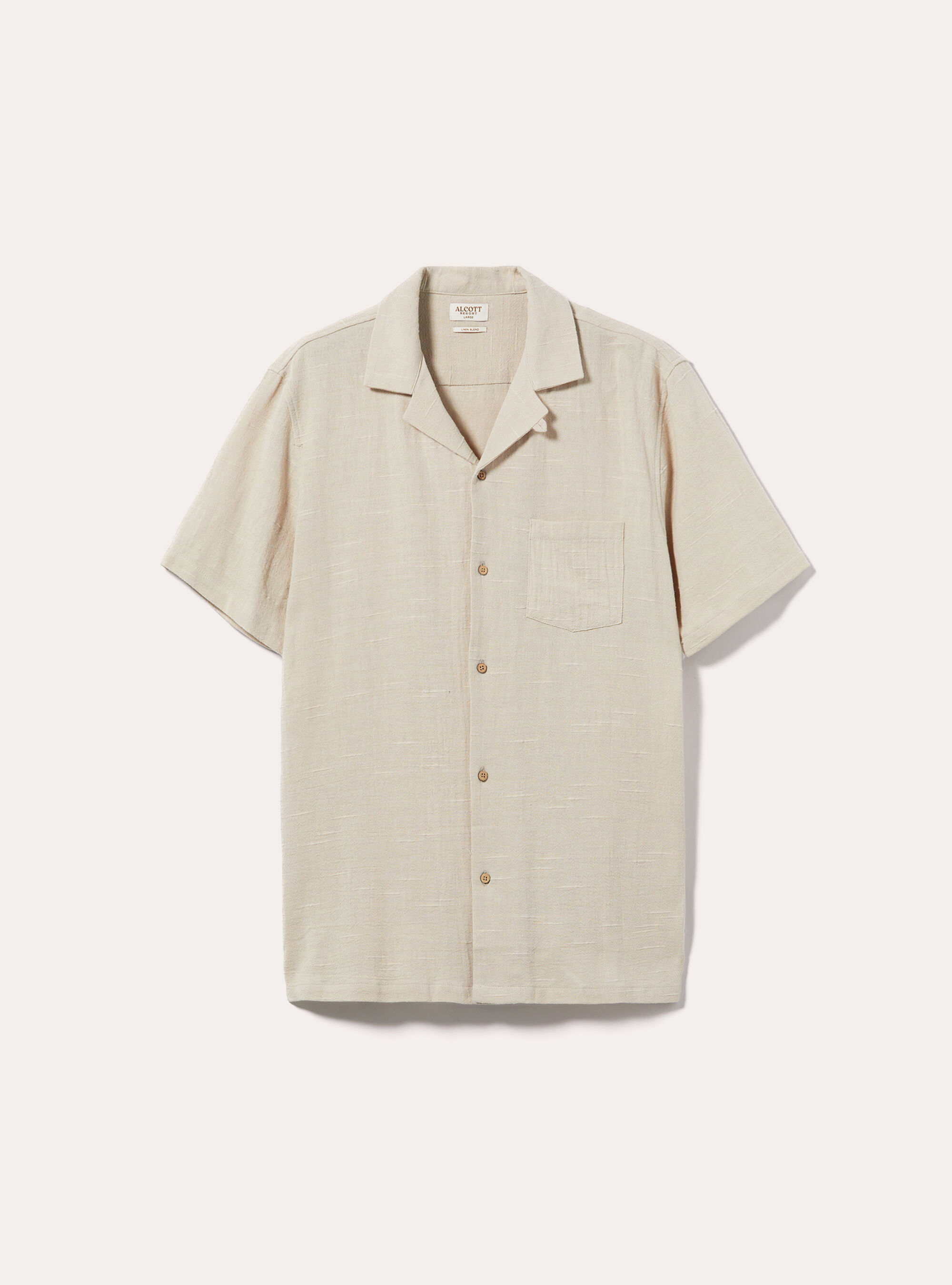 Camicia in misto lino a maniche corte, BG3 BEIGE LIGHT