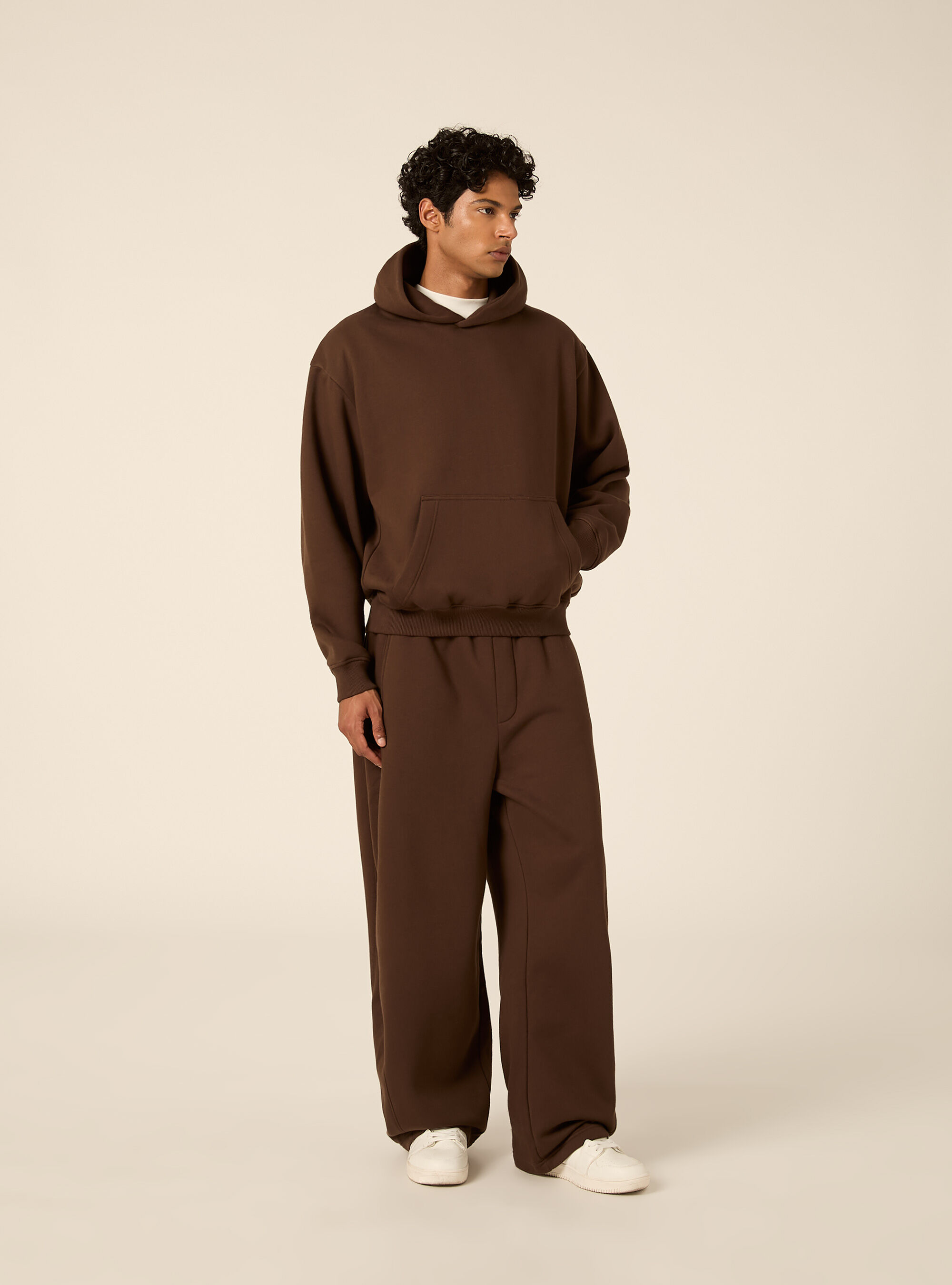 Felpa con cappuccio boxy fit, BR2 BROWN MEDIUM