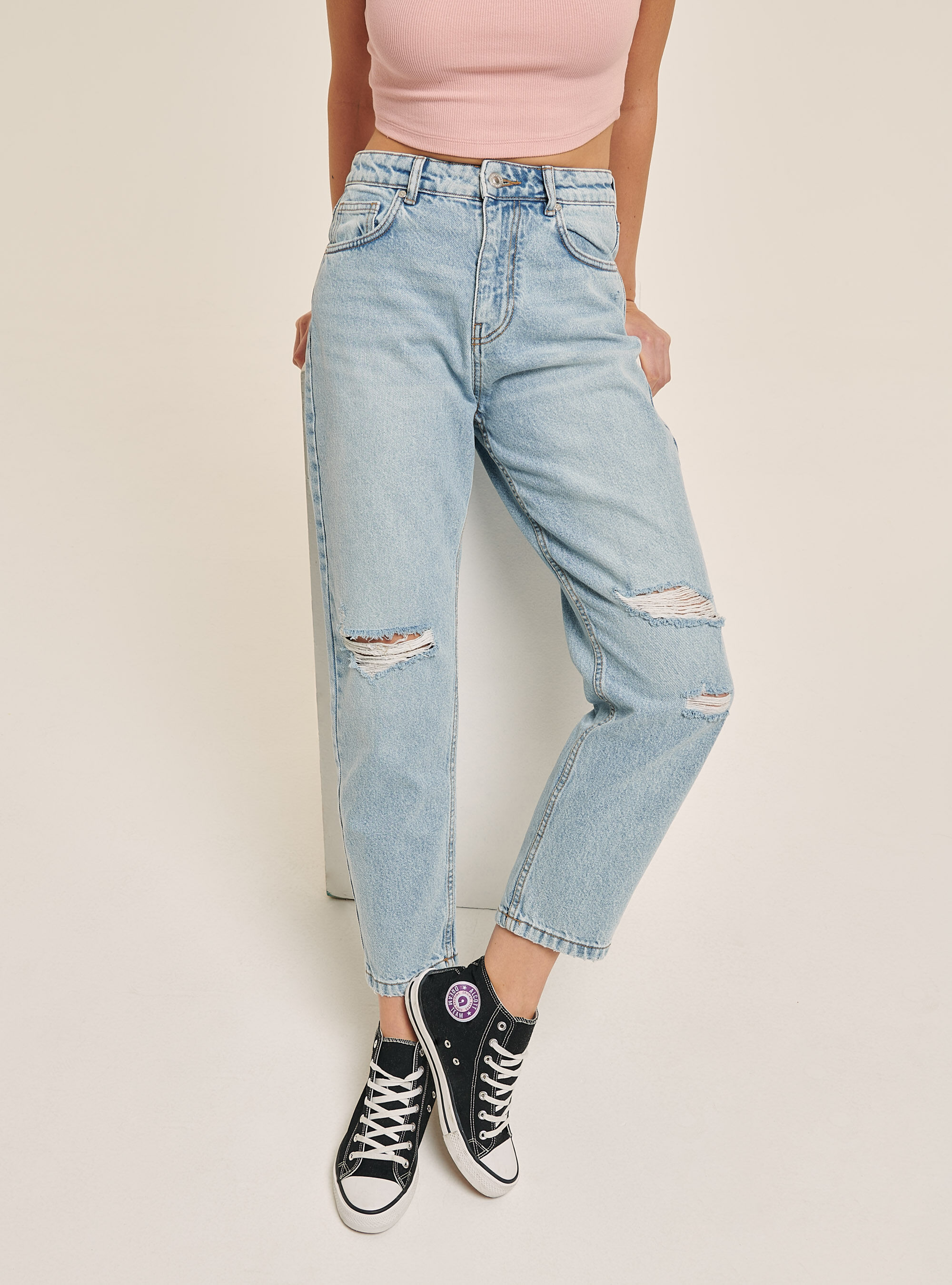 Jeans mom fit in cotone con strappi | Alcott | Jeans Uomo