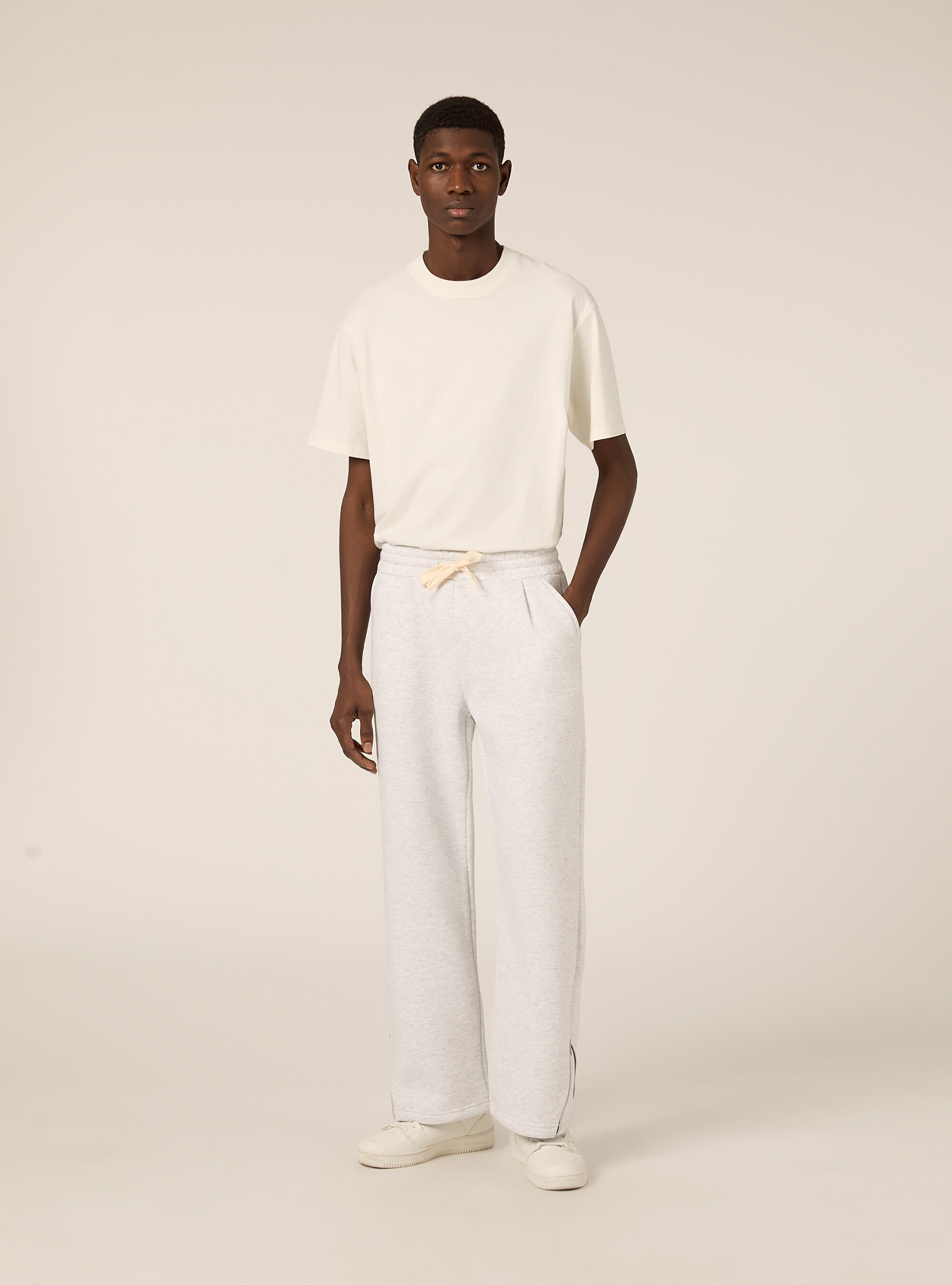 Jogger con cerniera al fondo, MGY3 GREY MEL LIGHT