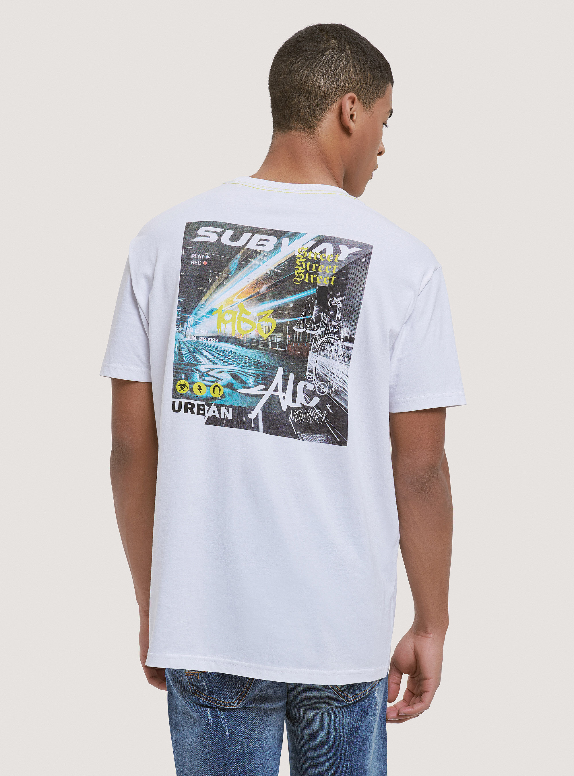 T-shirt en coton avec imprim&eacute;, C099 WHITE