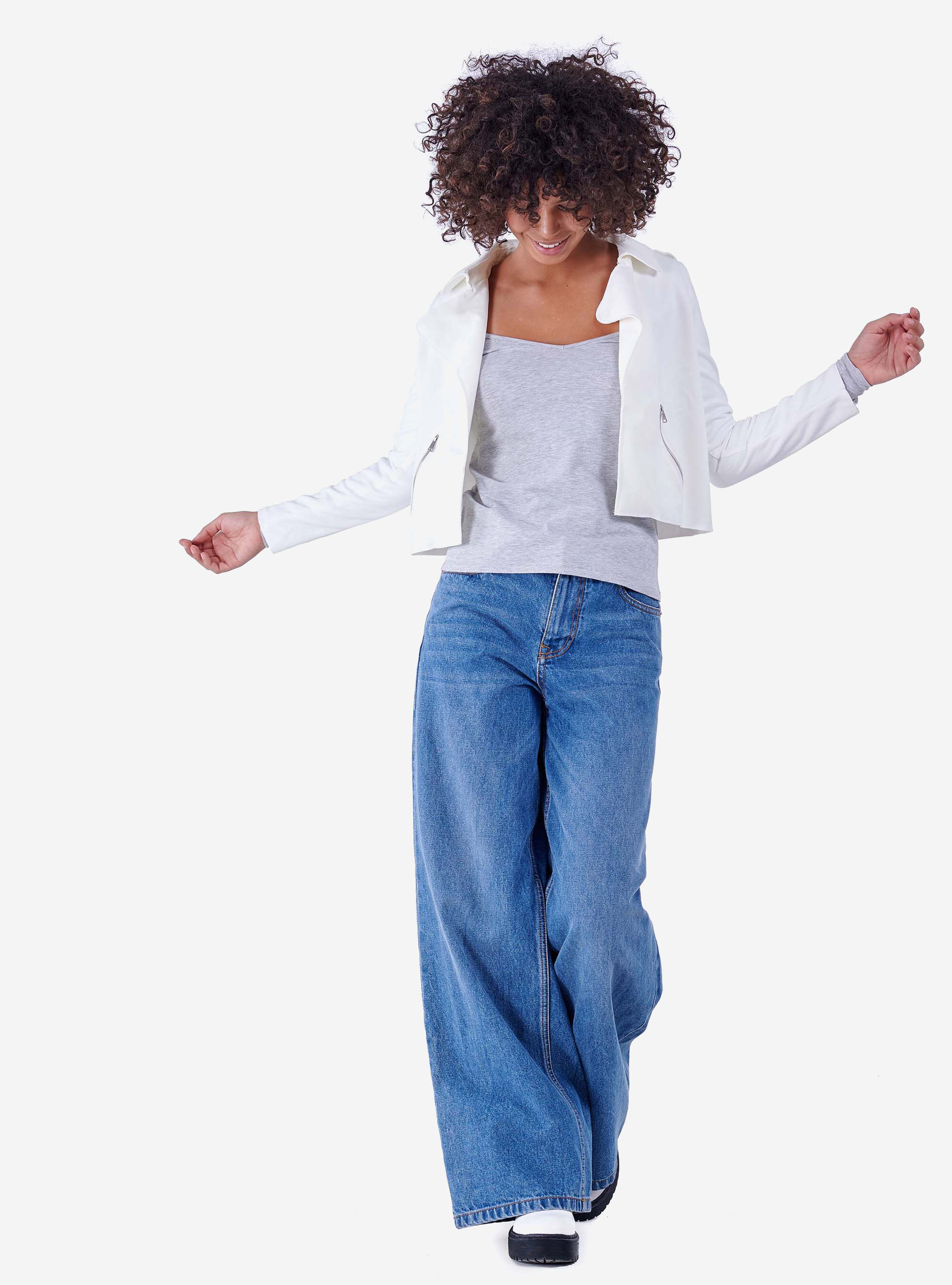 V-NECK SWEATER AND UNCOVERED SHOULDERS, LIGHT GREY MELANGE