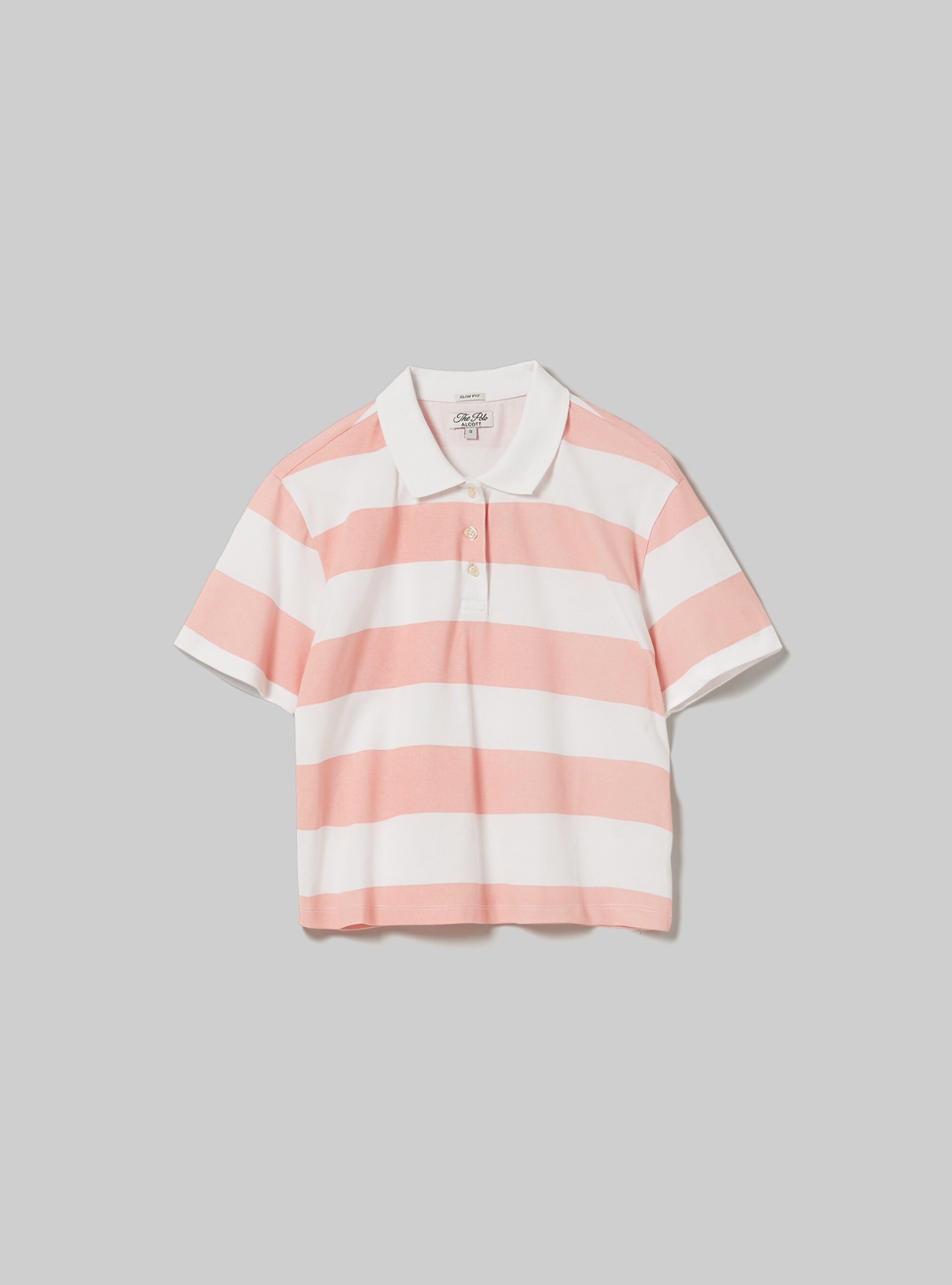 Polo crop fit con rayas, C4400 PINK