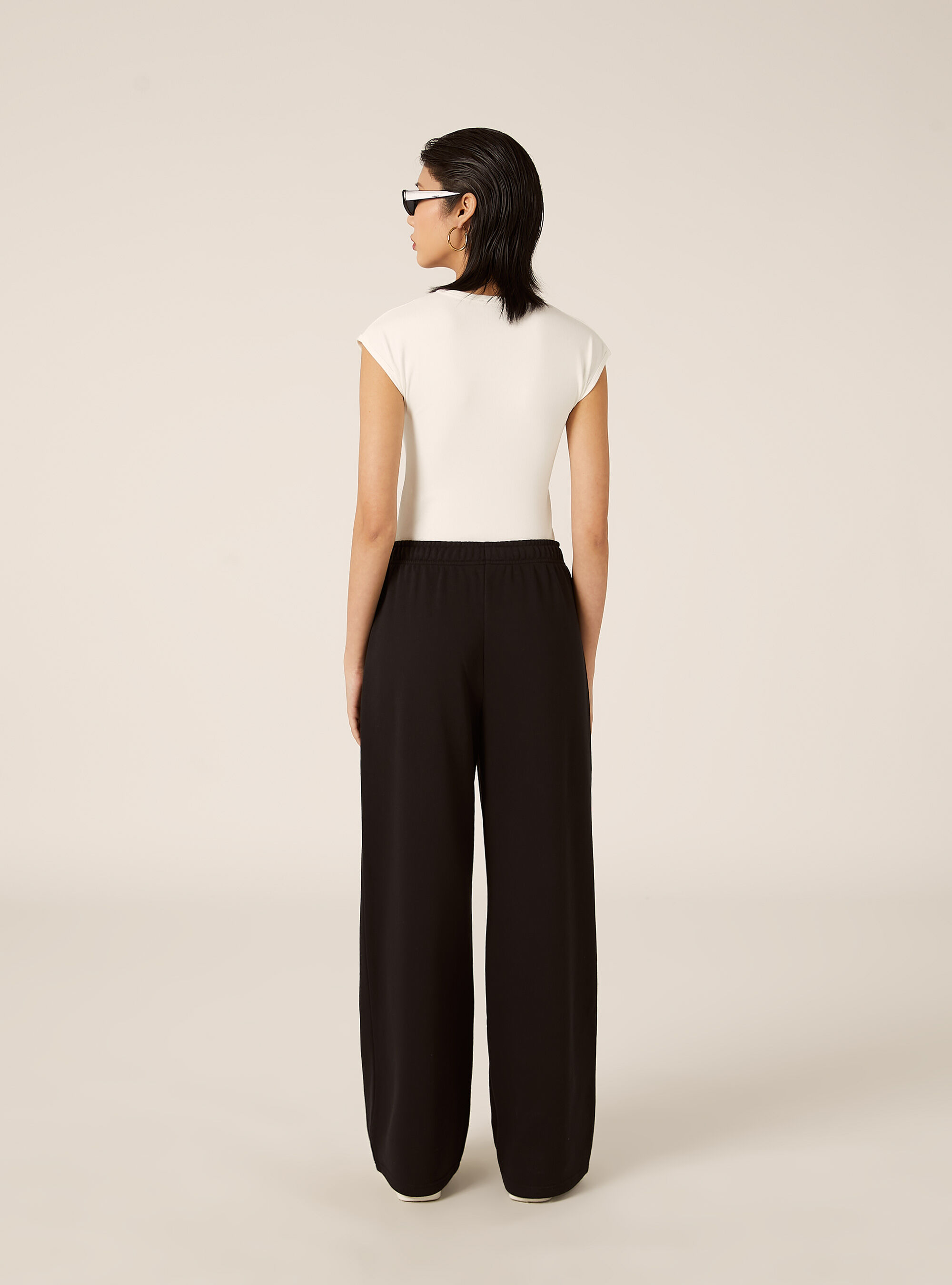 Pantaloni jogger gamba larga, BK1 BLACK