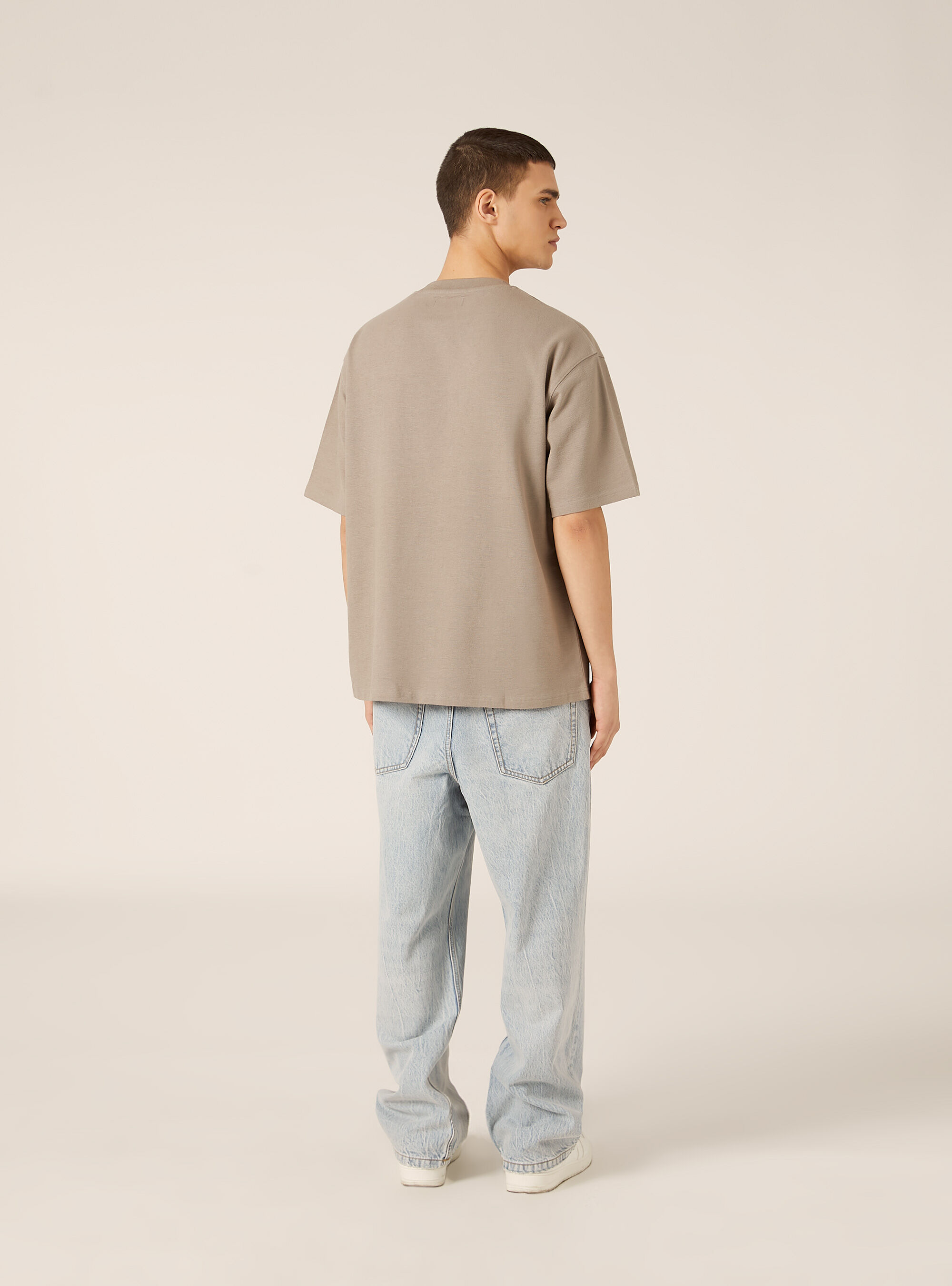 T-shirt in jersey texture fit boxy, GY2 GREY MEDIUM