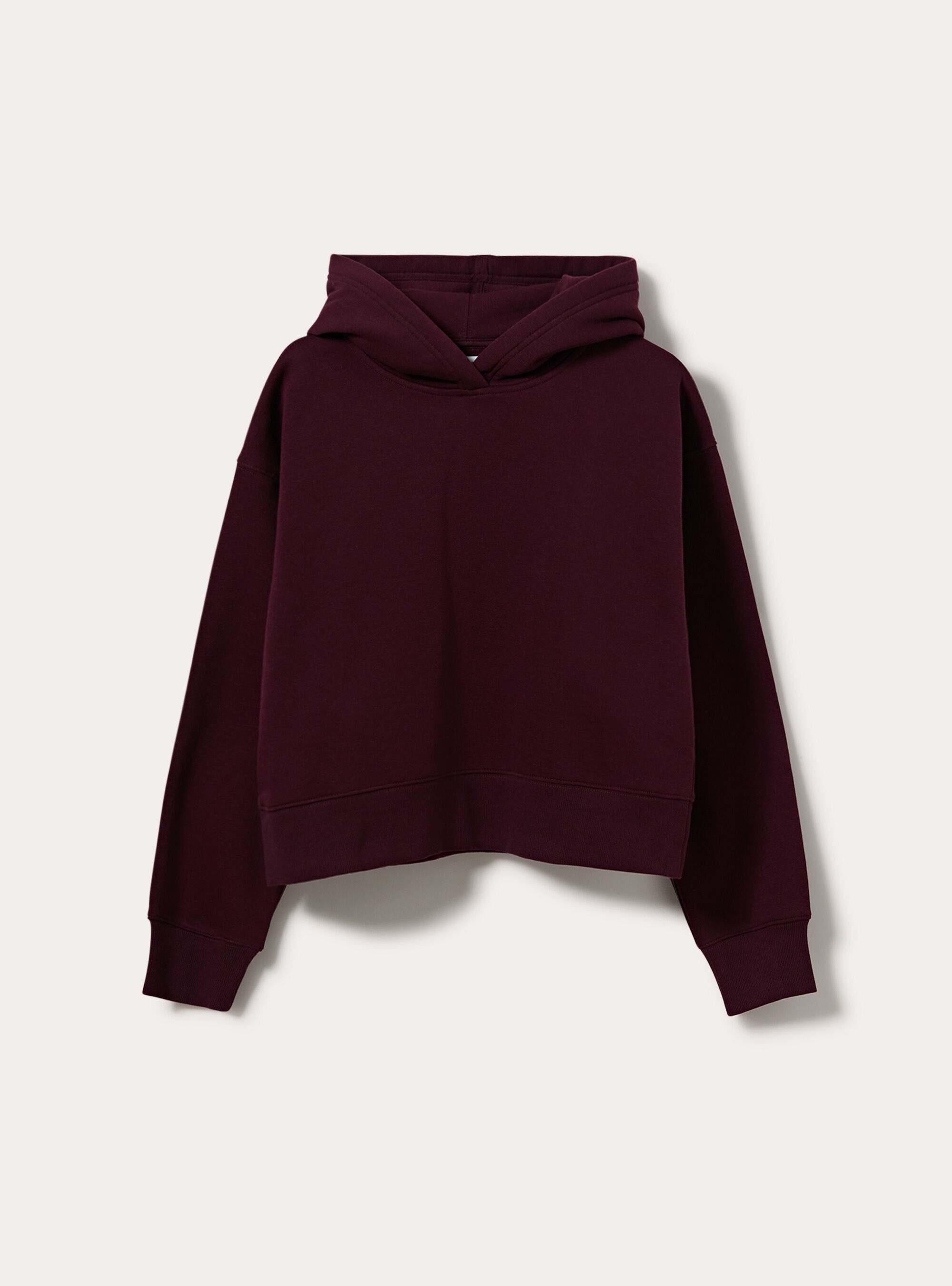 Felpa boxy con cappuccio, BO1 BORDEAUX DARK