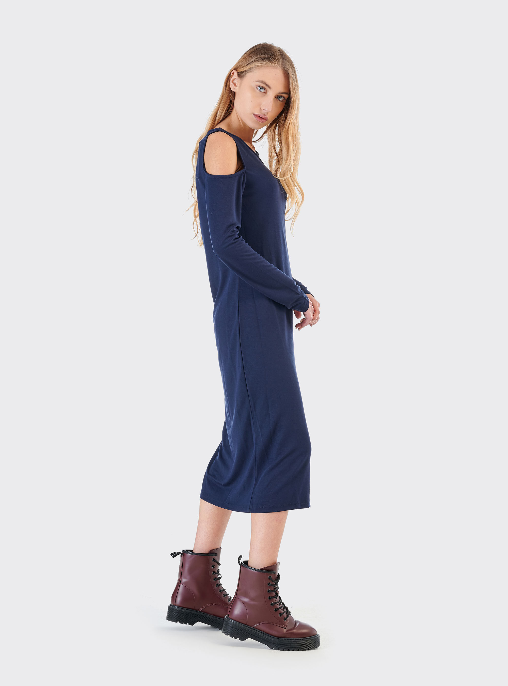 Abito spalle scoperte, C210 BLUE NAVY