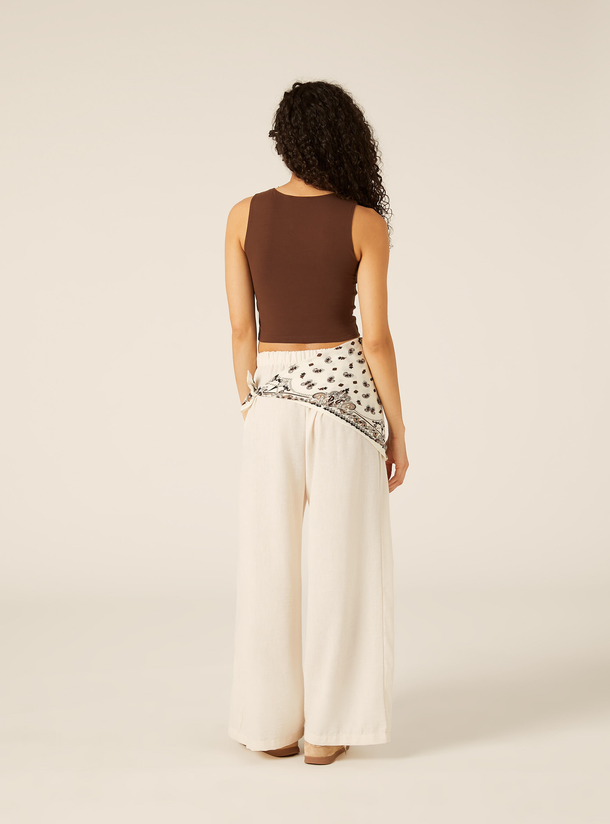 Canotta basic crop in jersey elastico, BR2 BROWN MEDIUM