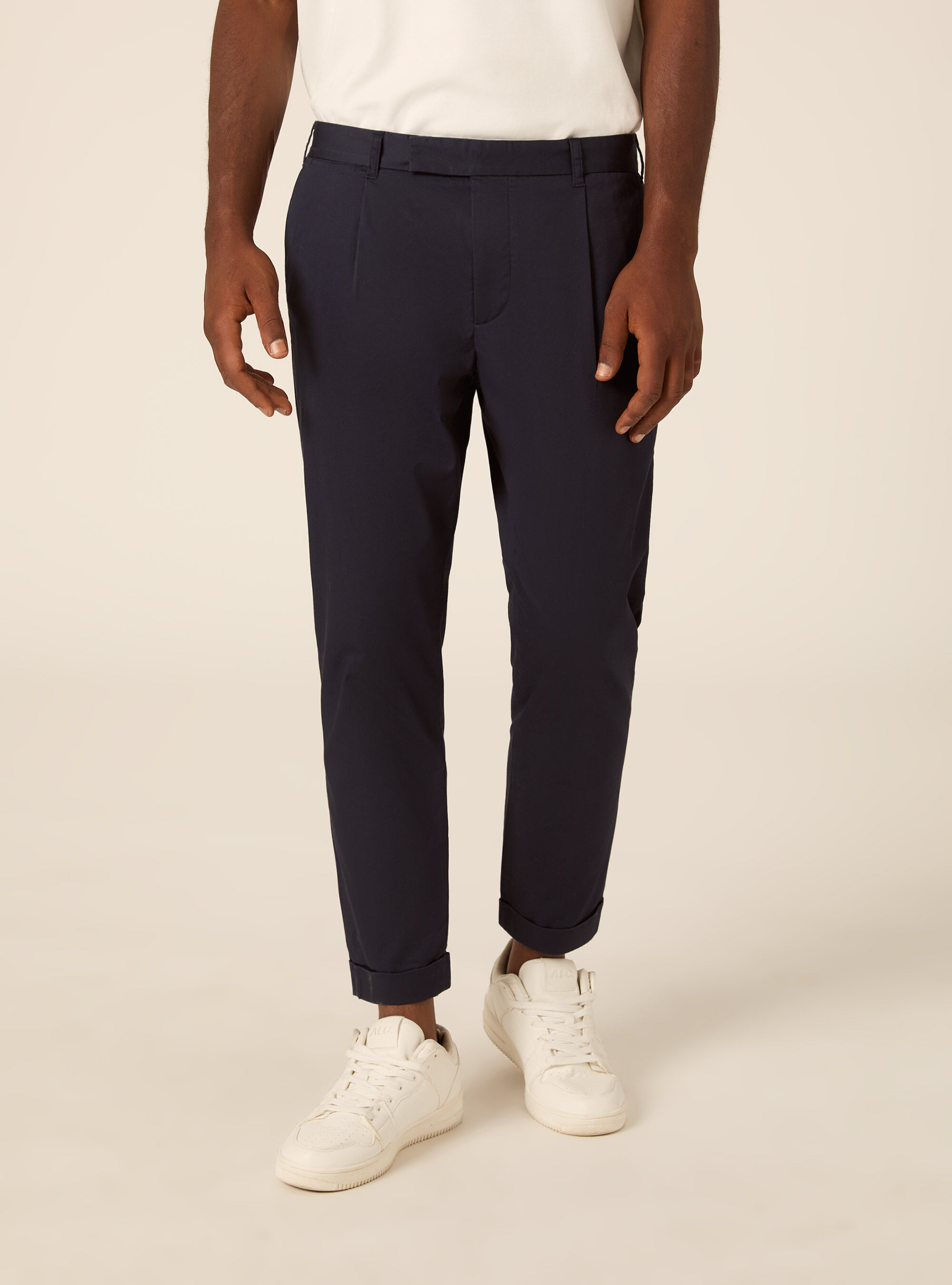 Pantaloni chino slim fit in twill, BL1 BLUE DARK