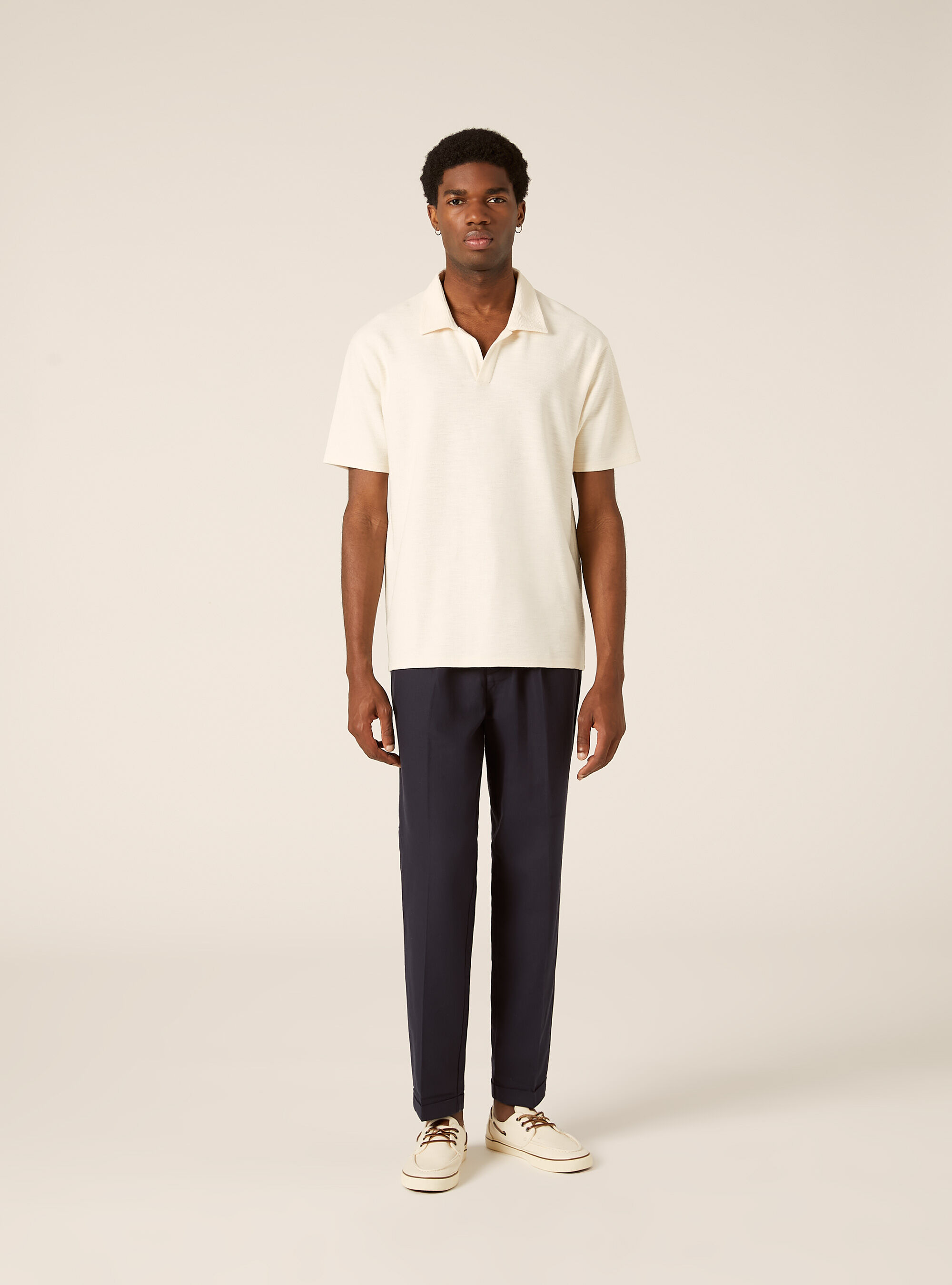 Waffle Knit Polo Shirt, WH2 WHITE