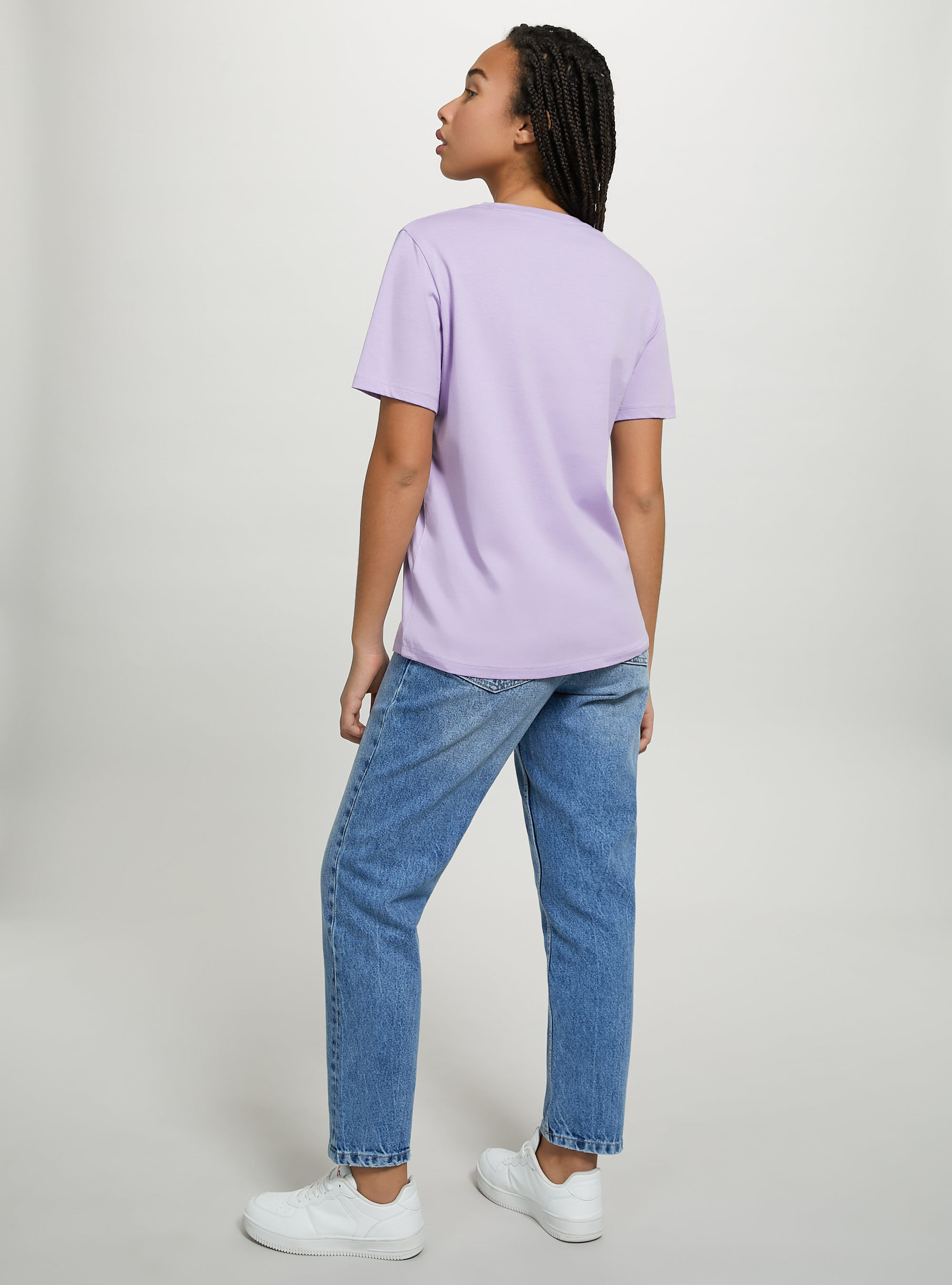 Cotton crew-neck T-shirt, LC2 LILLAC MEDIUM