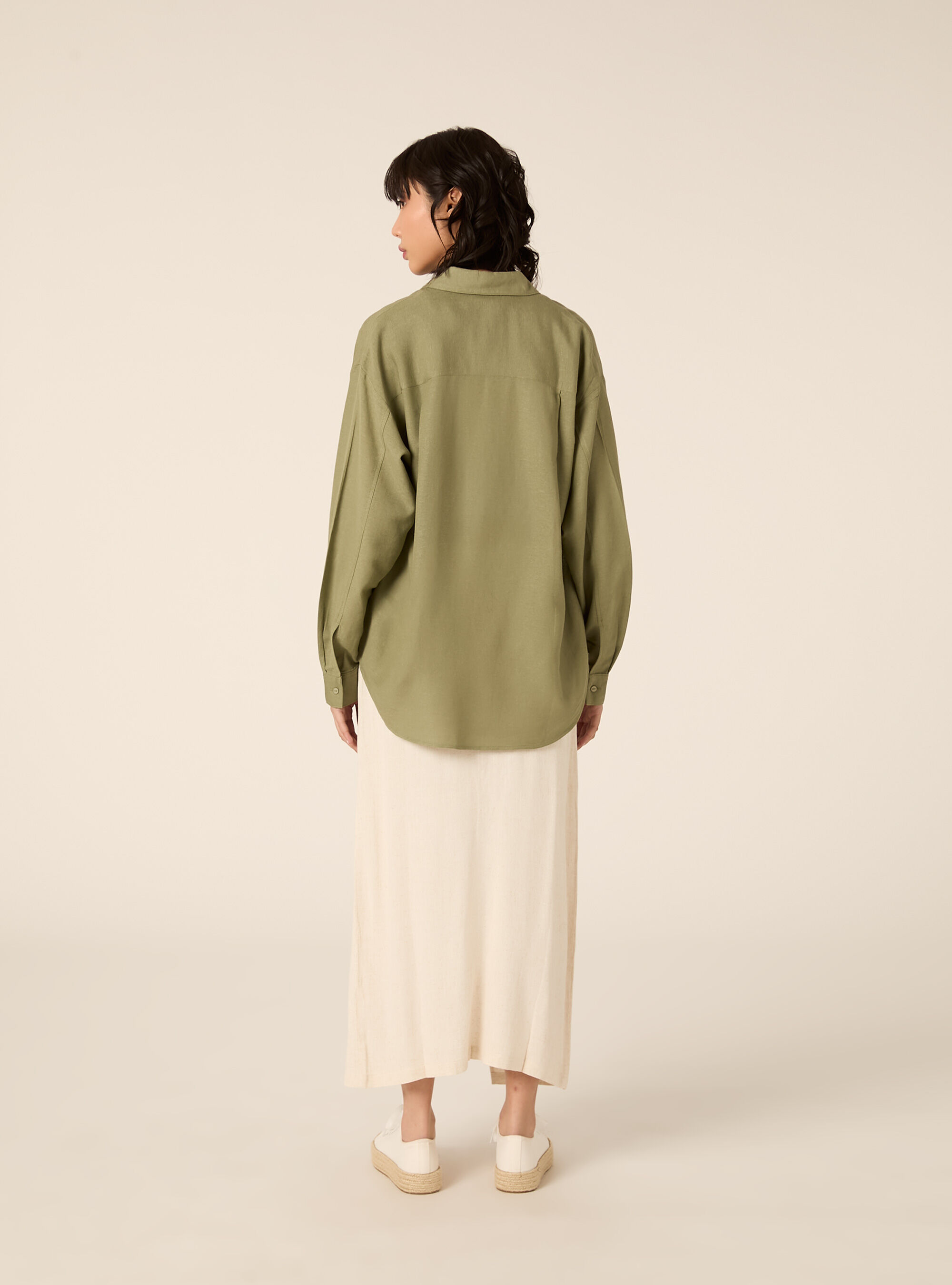 Camicia in misto lino tinta unita, KY2 KAKY MEDIUM