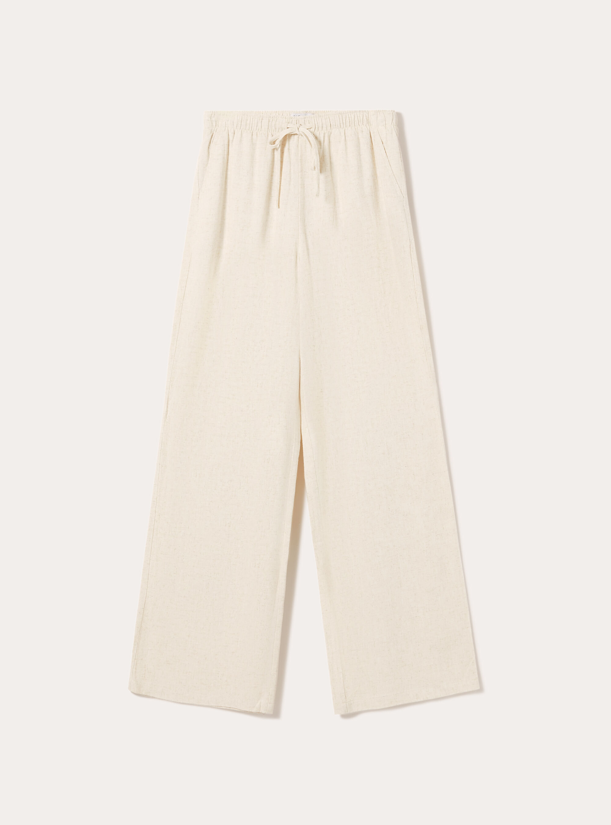 Pantal&oacute;n palazzo en mezcla de lino, MBG3 BEIGE MEL LIGHT