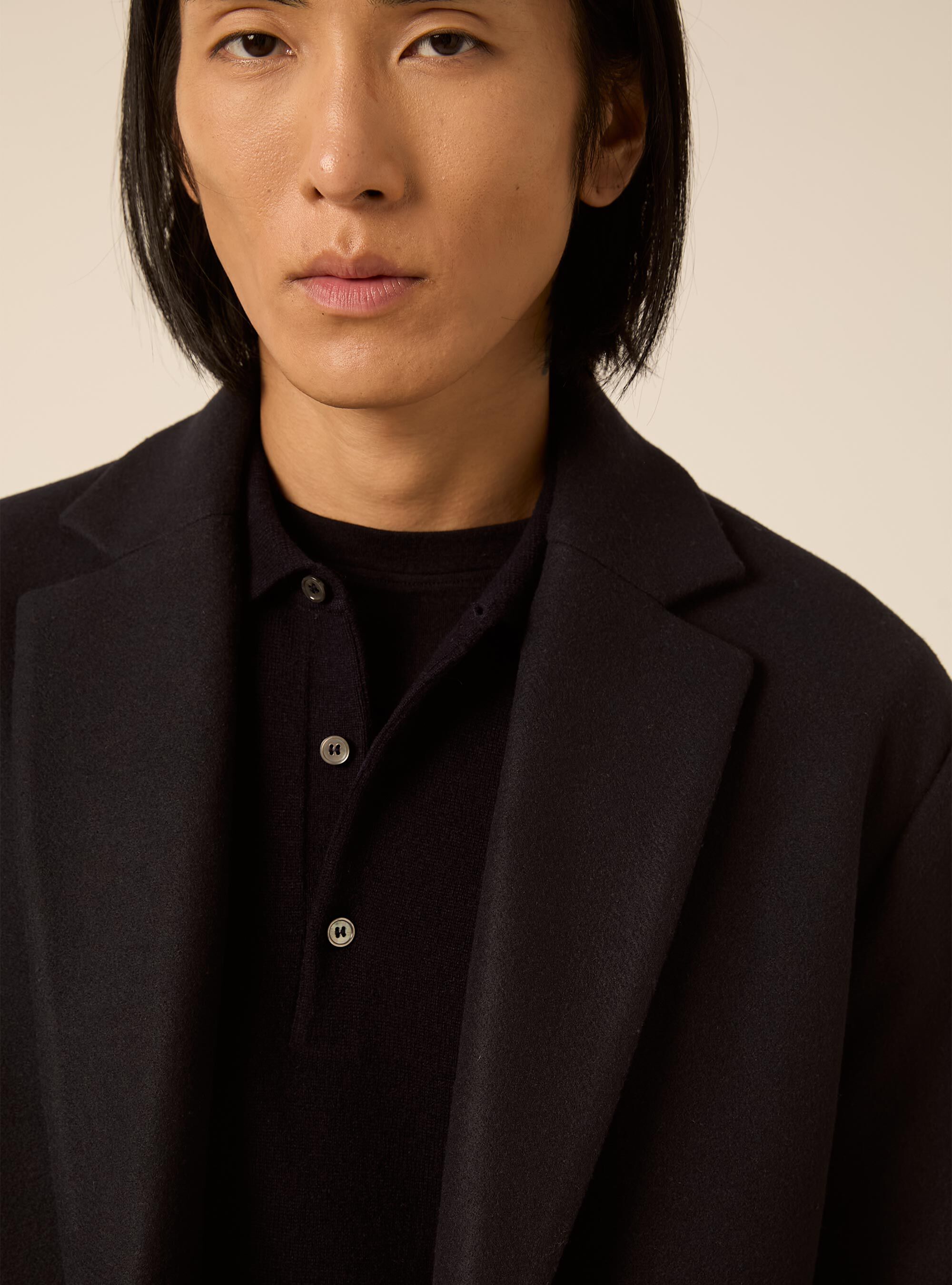 Unlined single breasted coat with lapels, NA1 NAVY DARK