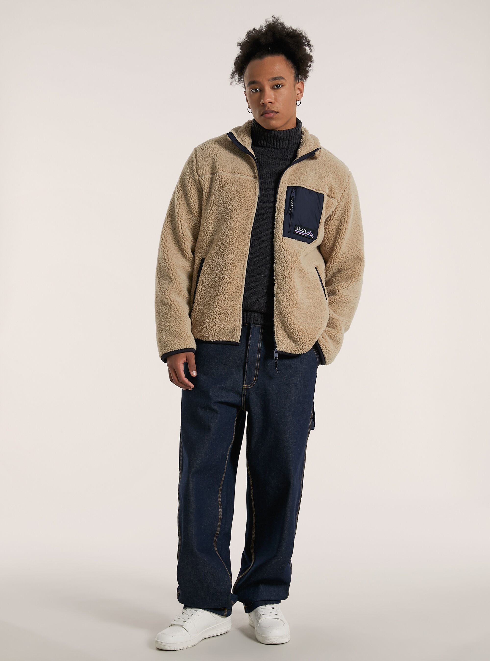 Teddy jacket with fleece lining, BG2 BEIGE MEDIUM