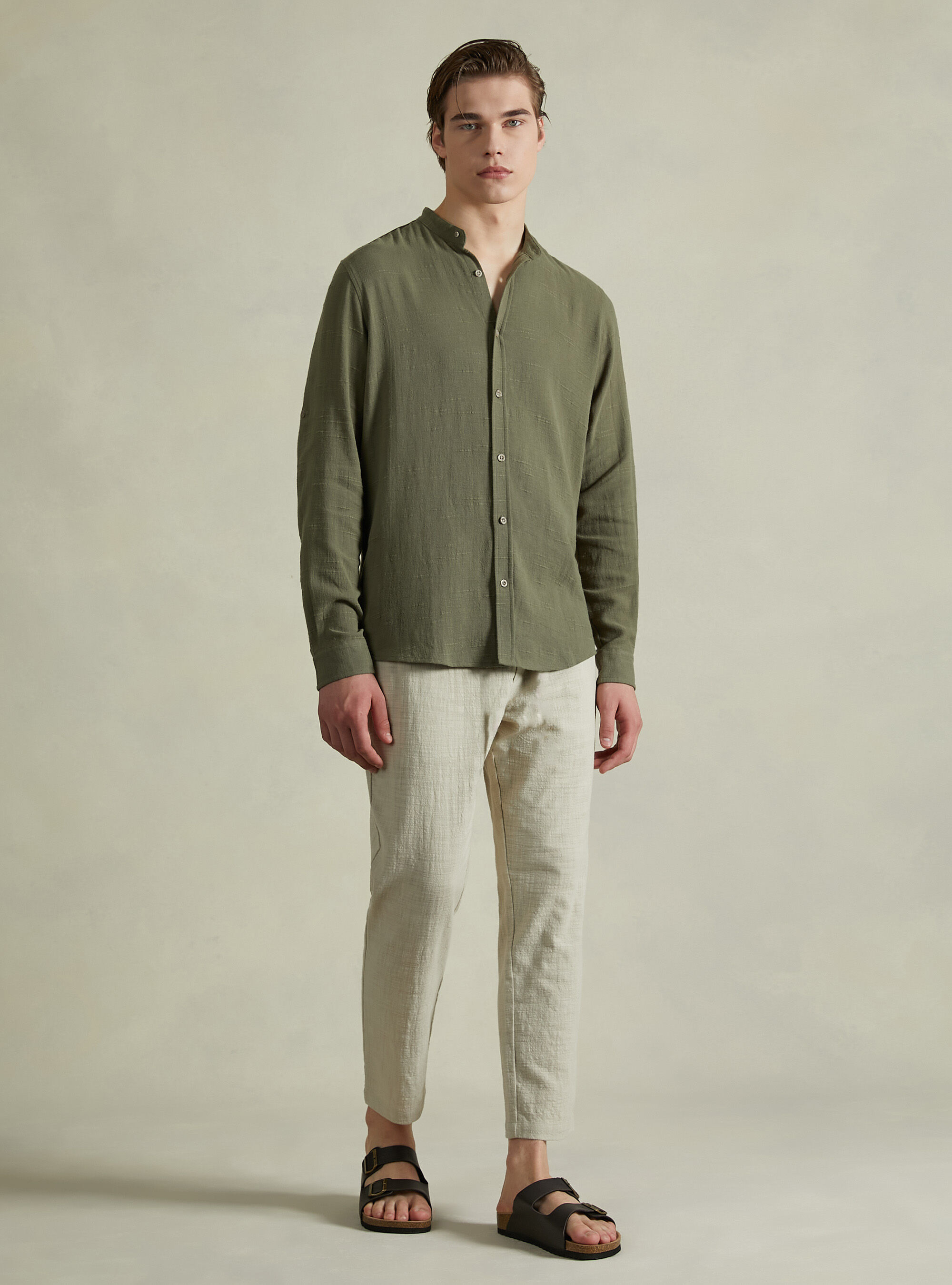 Cotton trousers with drawstring waist