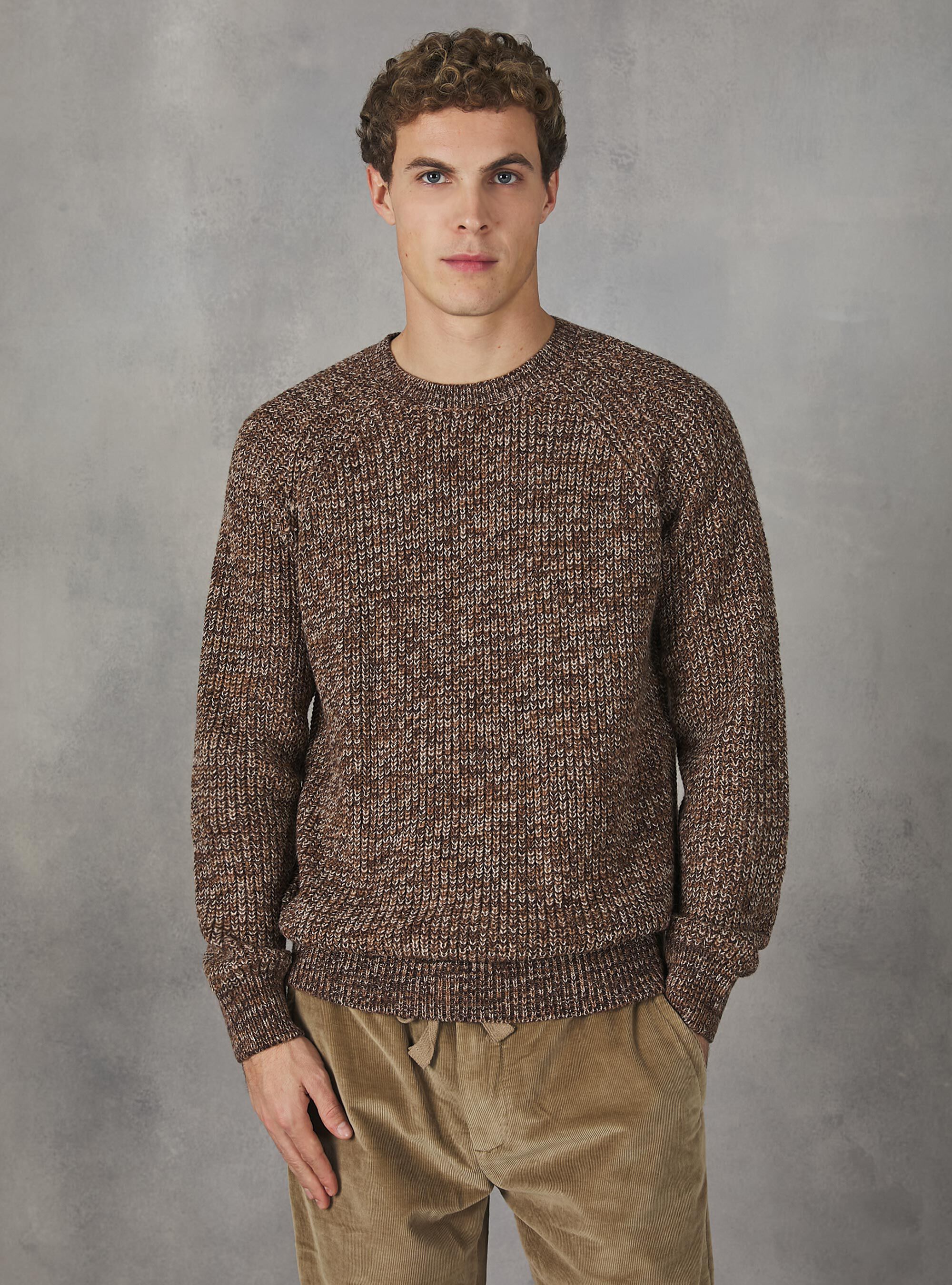 Pull &agrave; col ras du cou, C4513BEIGE/C513TOBAC/C3297BROW