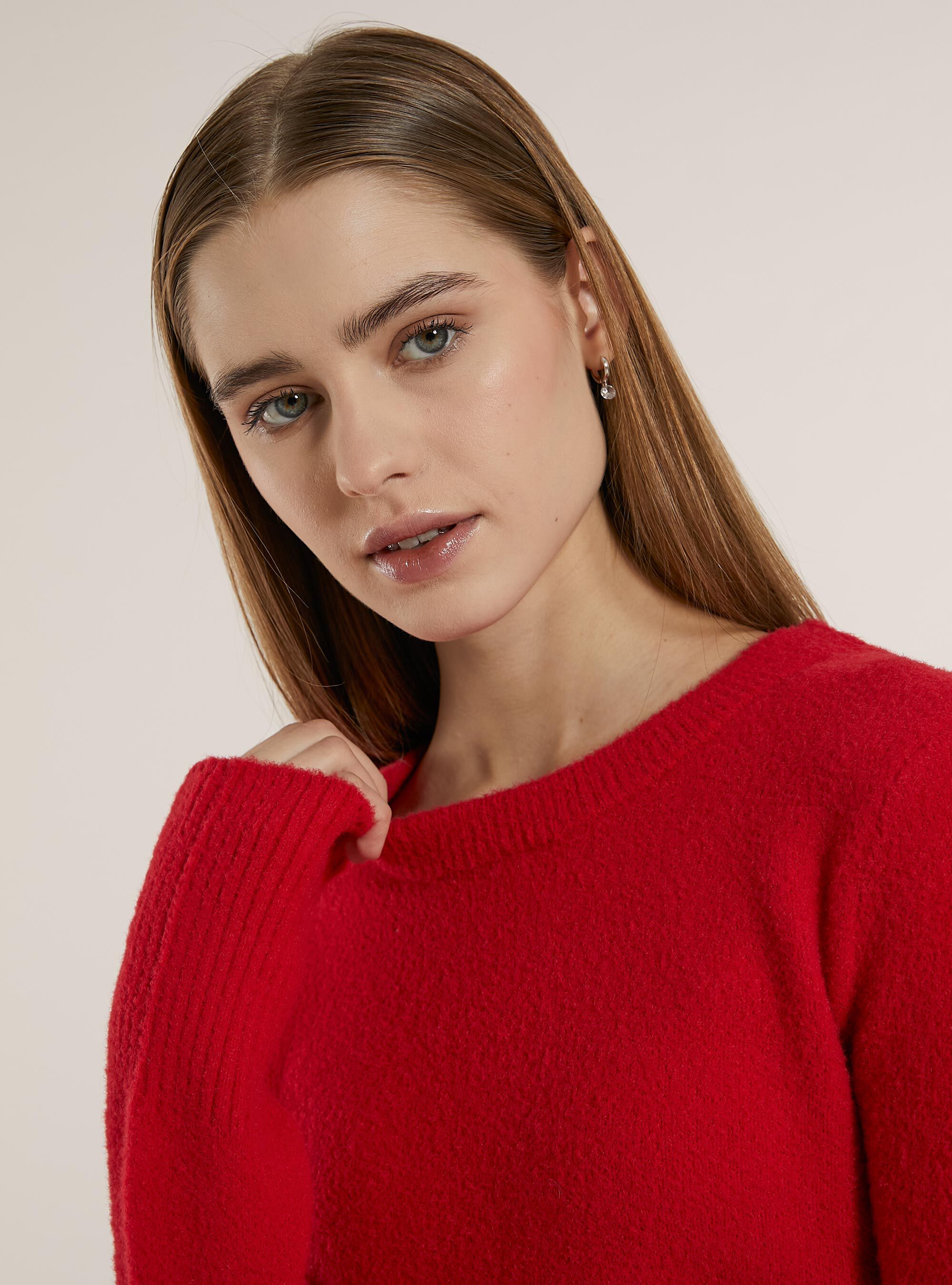 Pullover  girocollo pelo rasato, RD2 RED MEDIUM