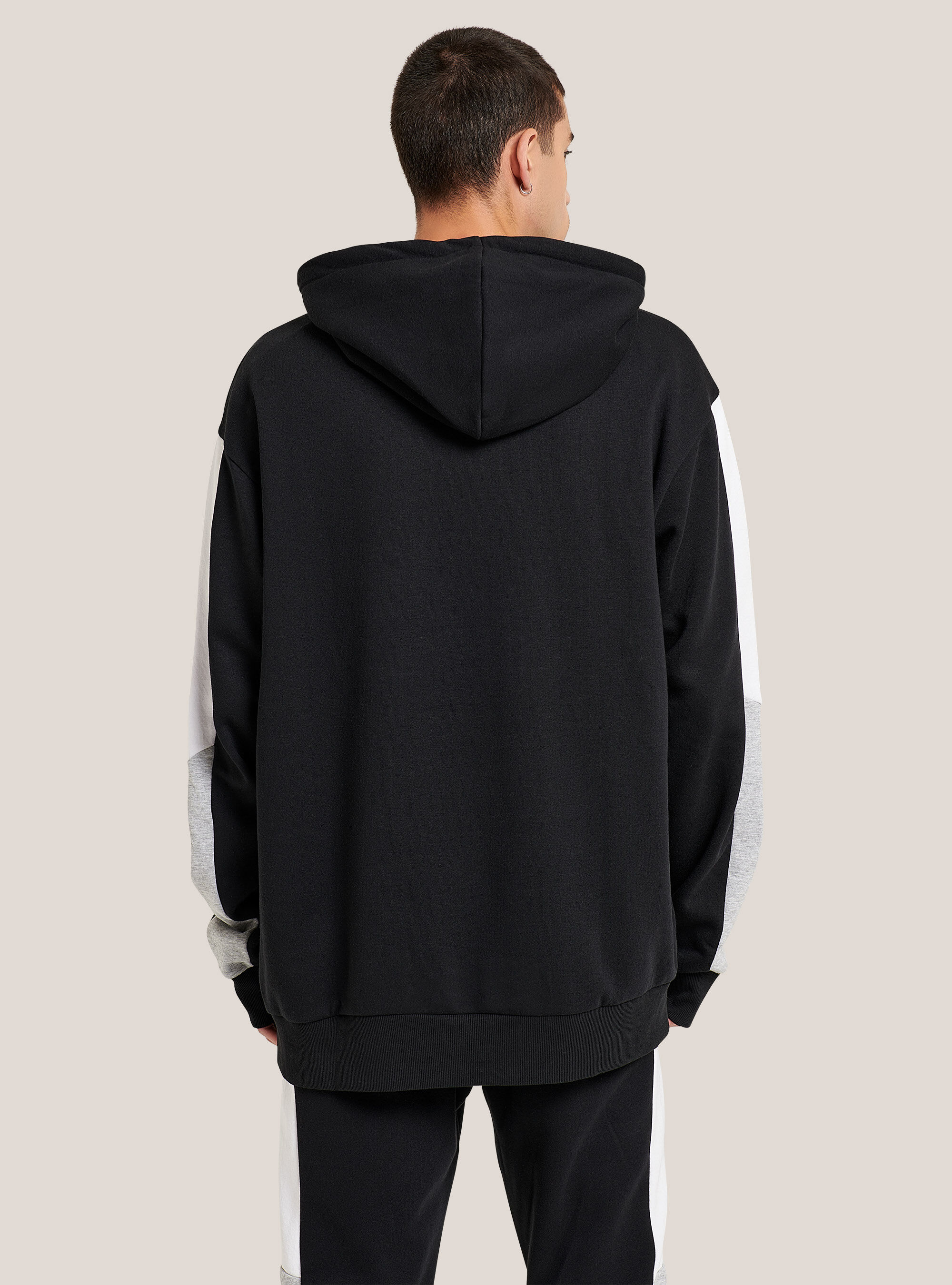 Sweat-shirt en coton surdimensionn&eacute;, C101 BLACK