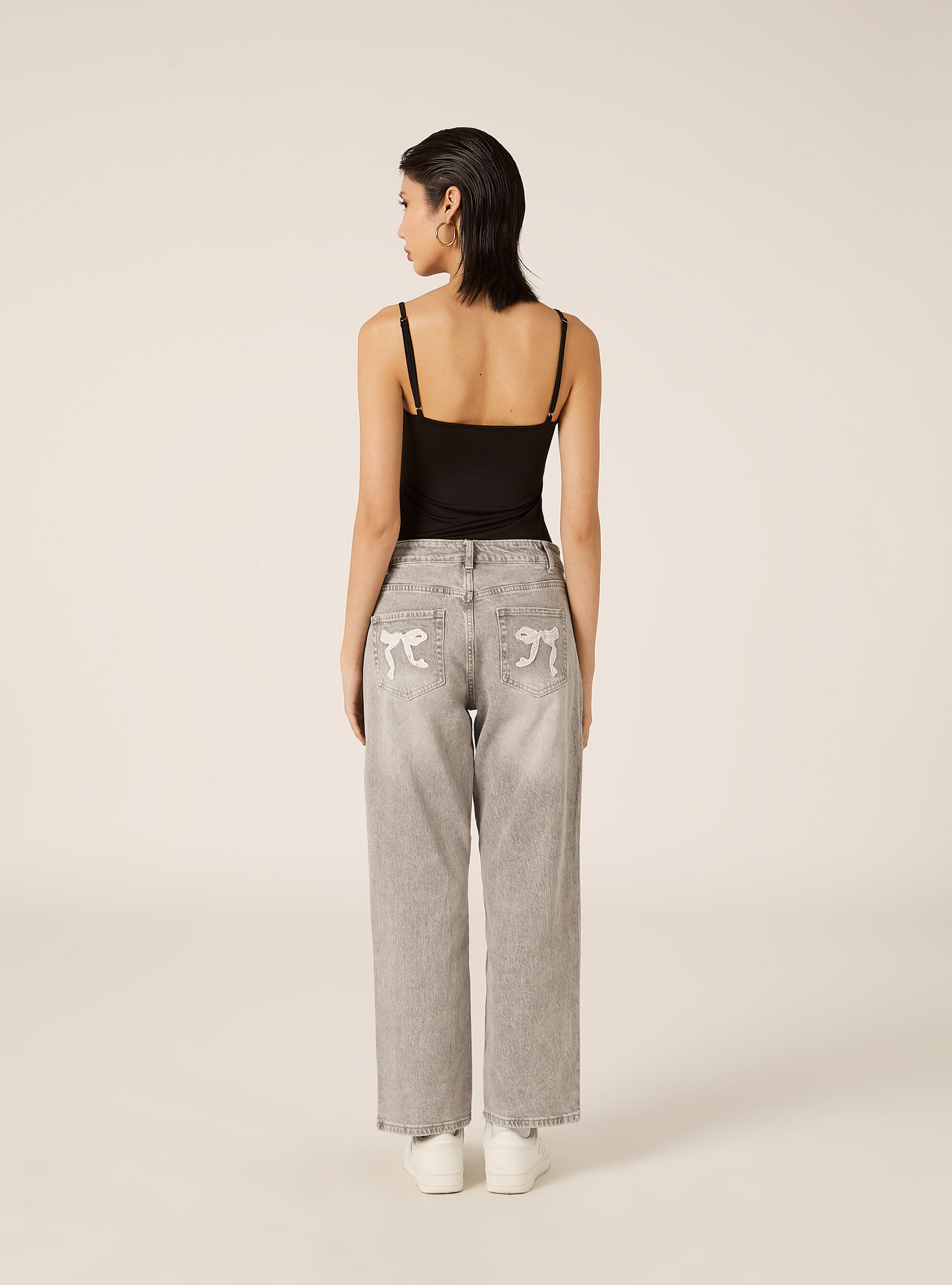 Straight fit jeans with bows, D00G GREY