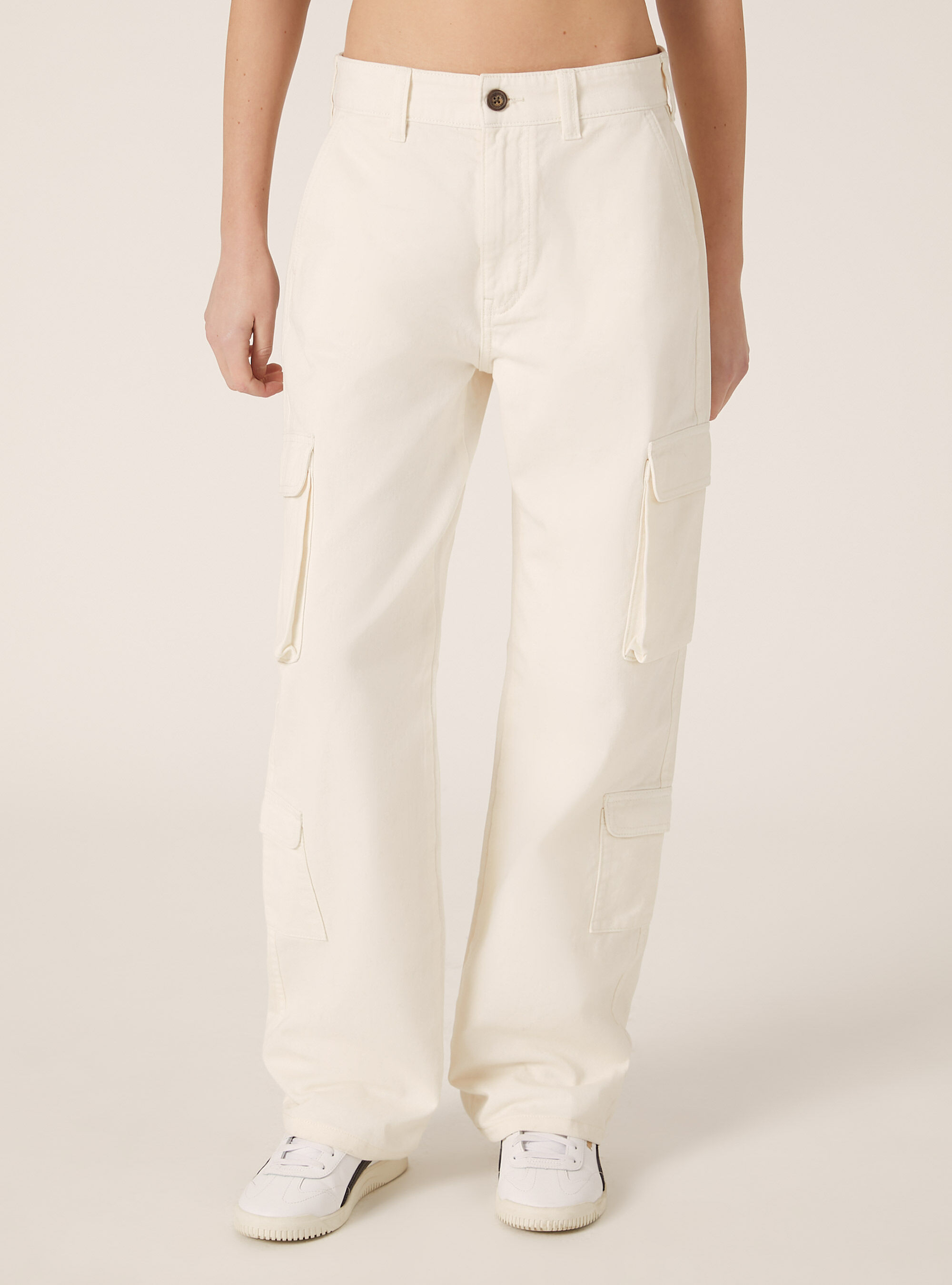Twill cargo trousers, WH1 OFF WHITE