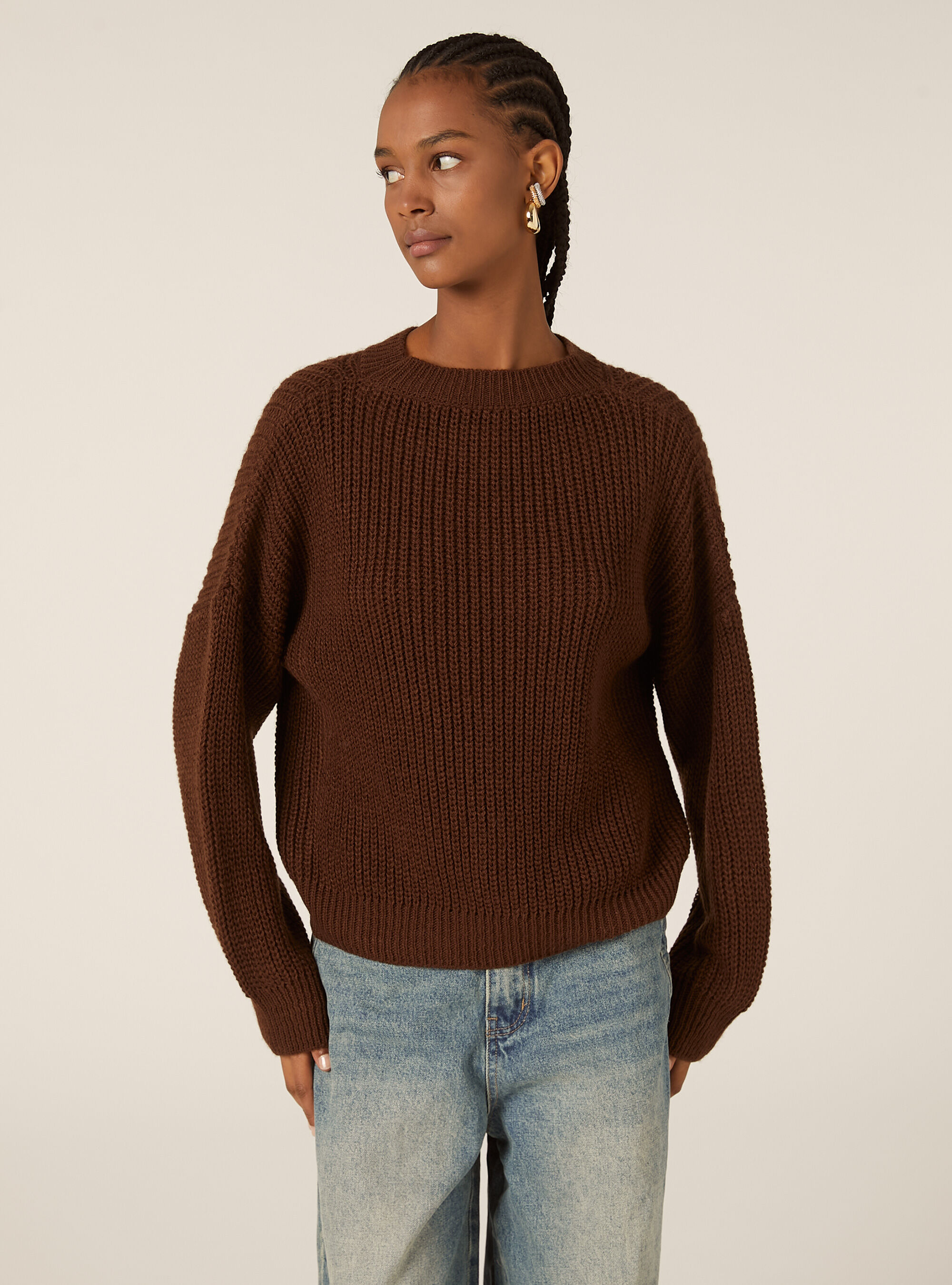 Soft ribbed pullover, BR1 BROWN DARK