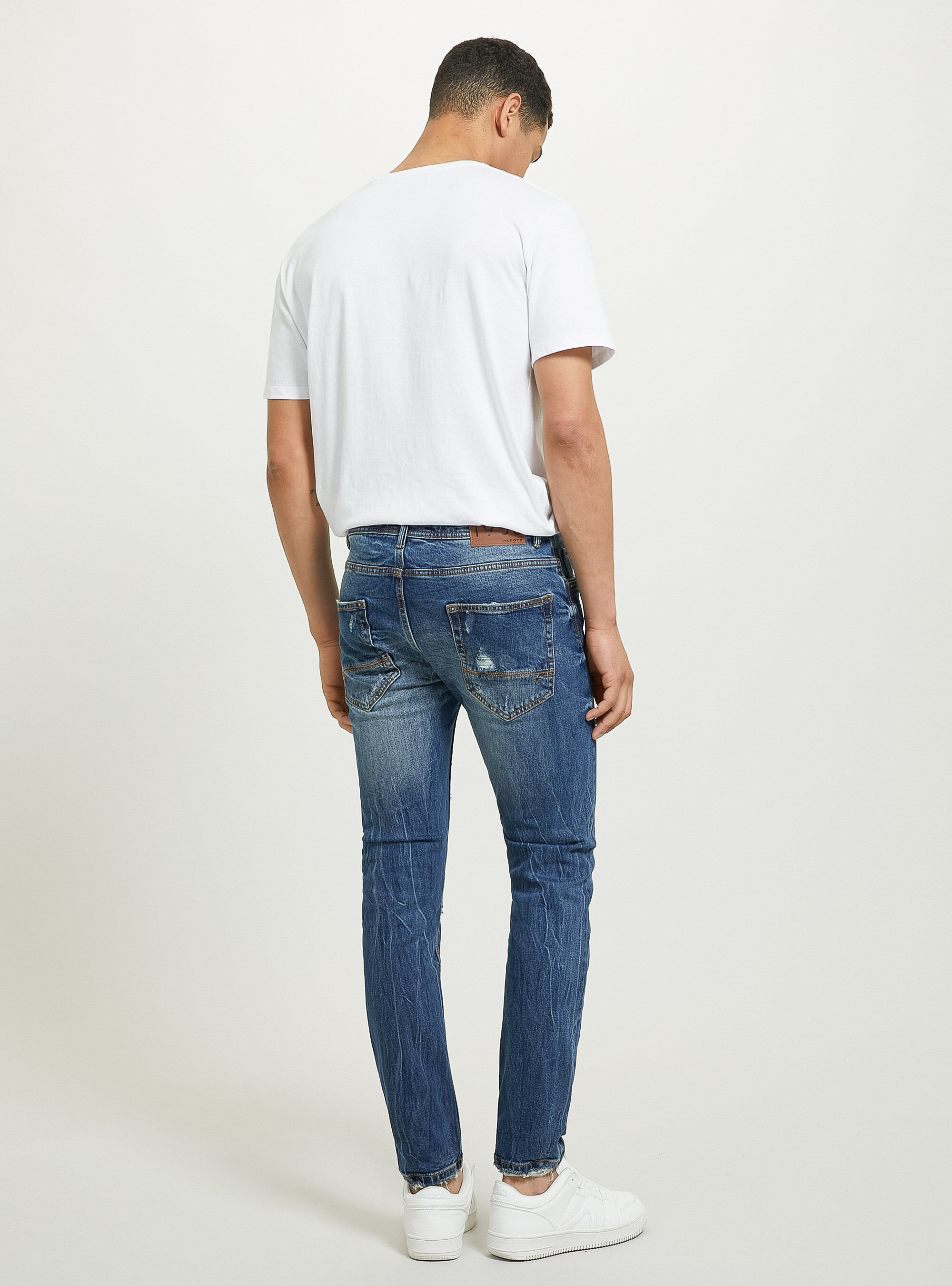 Jean Slim Fit en coton, D001 DEEP BLUE