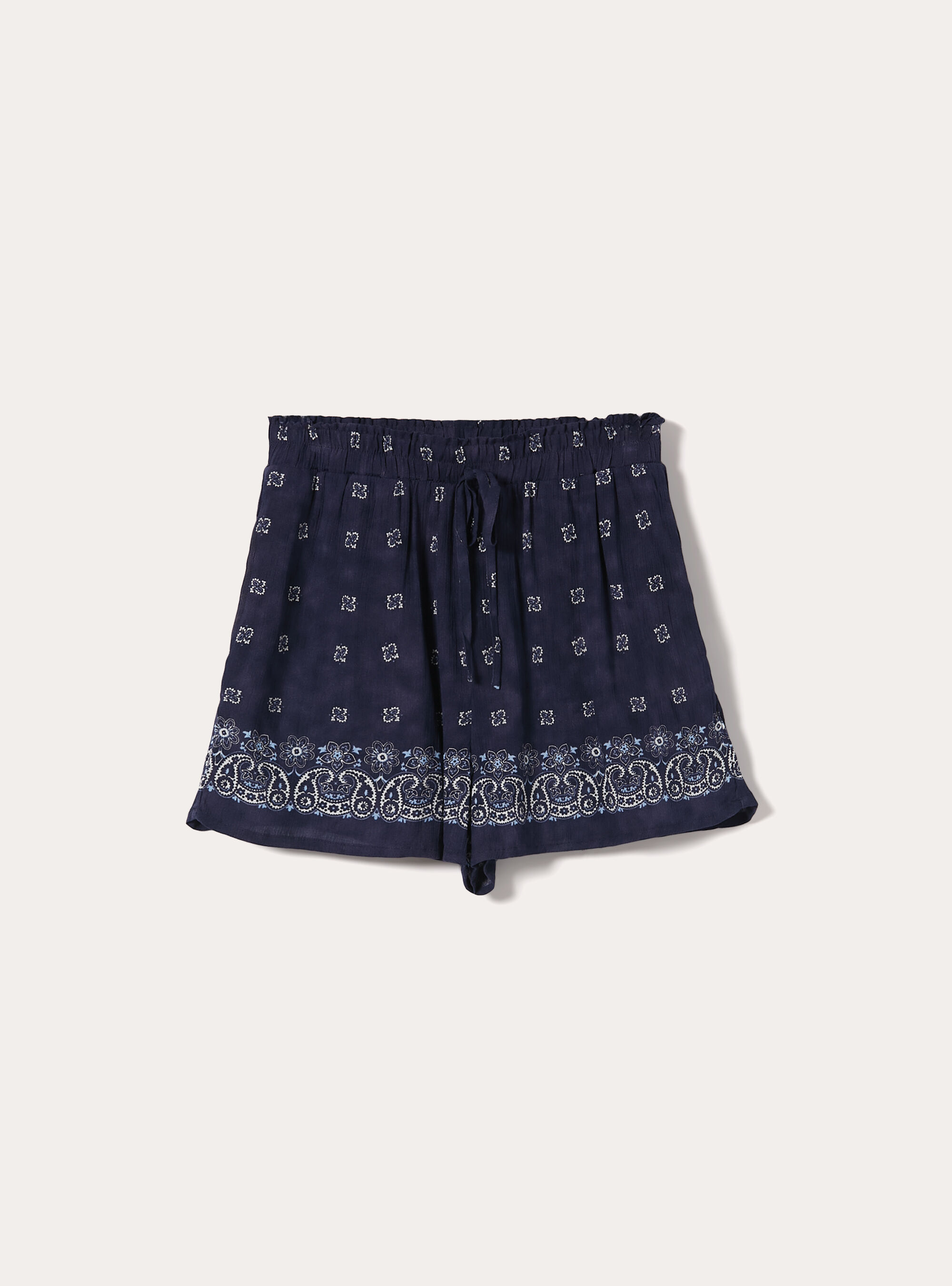 Shorts con stampa paisely, NAVY MEDIO