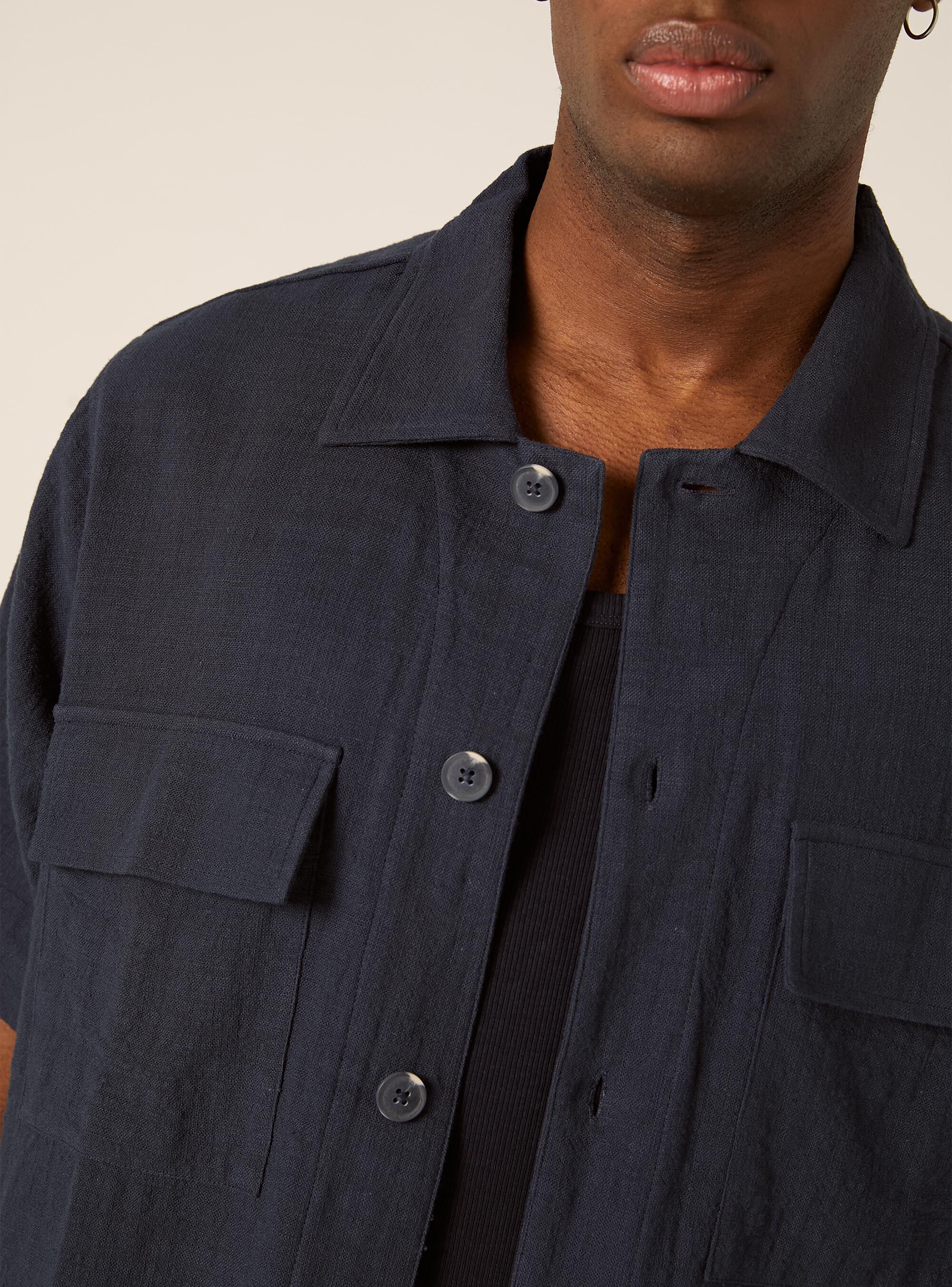 Chemise en coton &agrave; manches courtes, NA2 NAVY MEDIUM