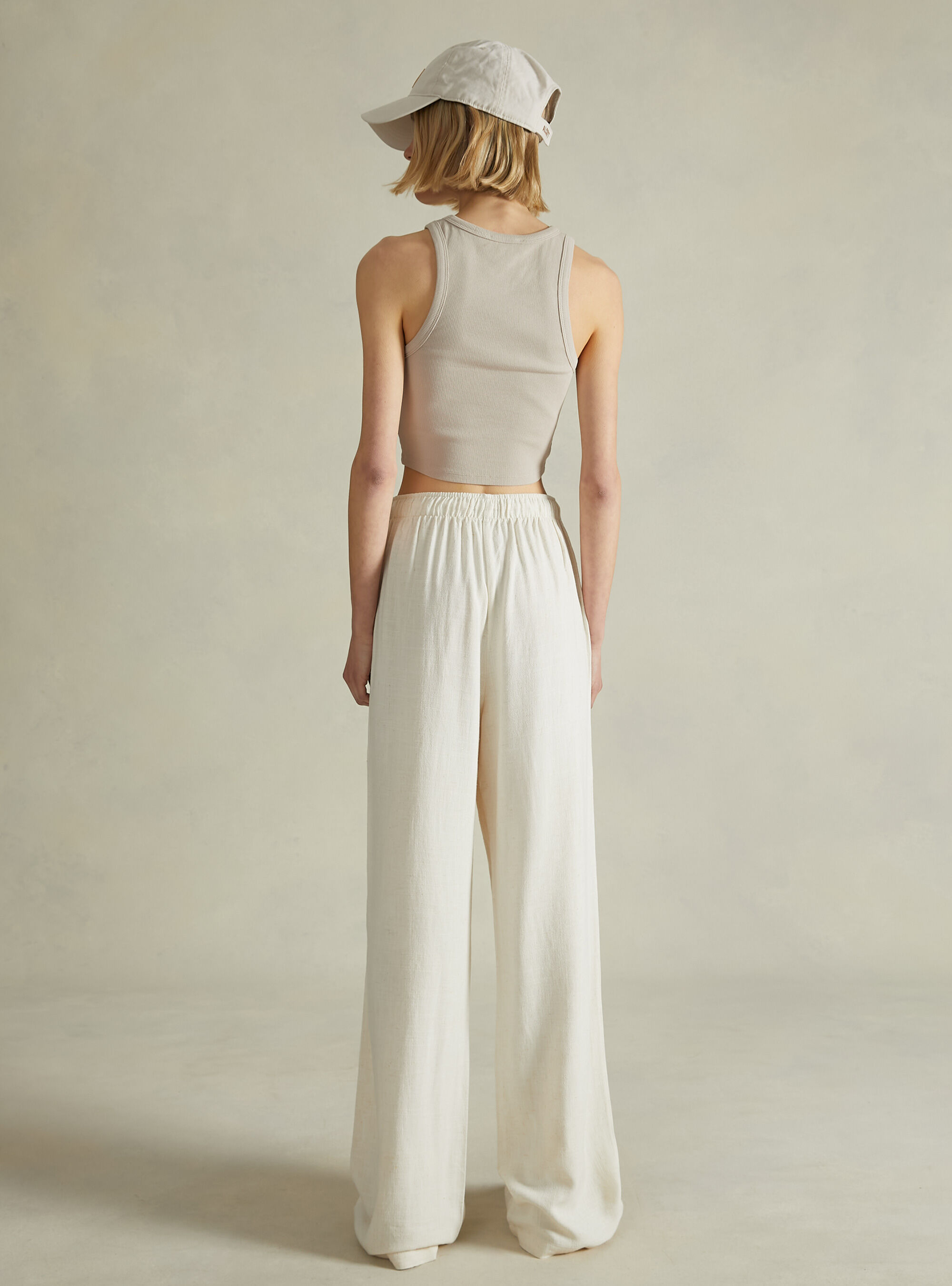 Palazzo trousers in linen blend, MBG3 BEIGE MEL LIGHT