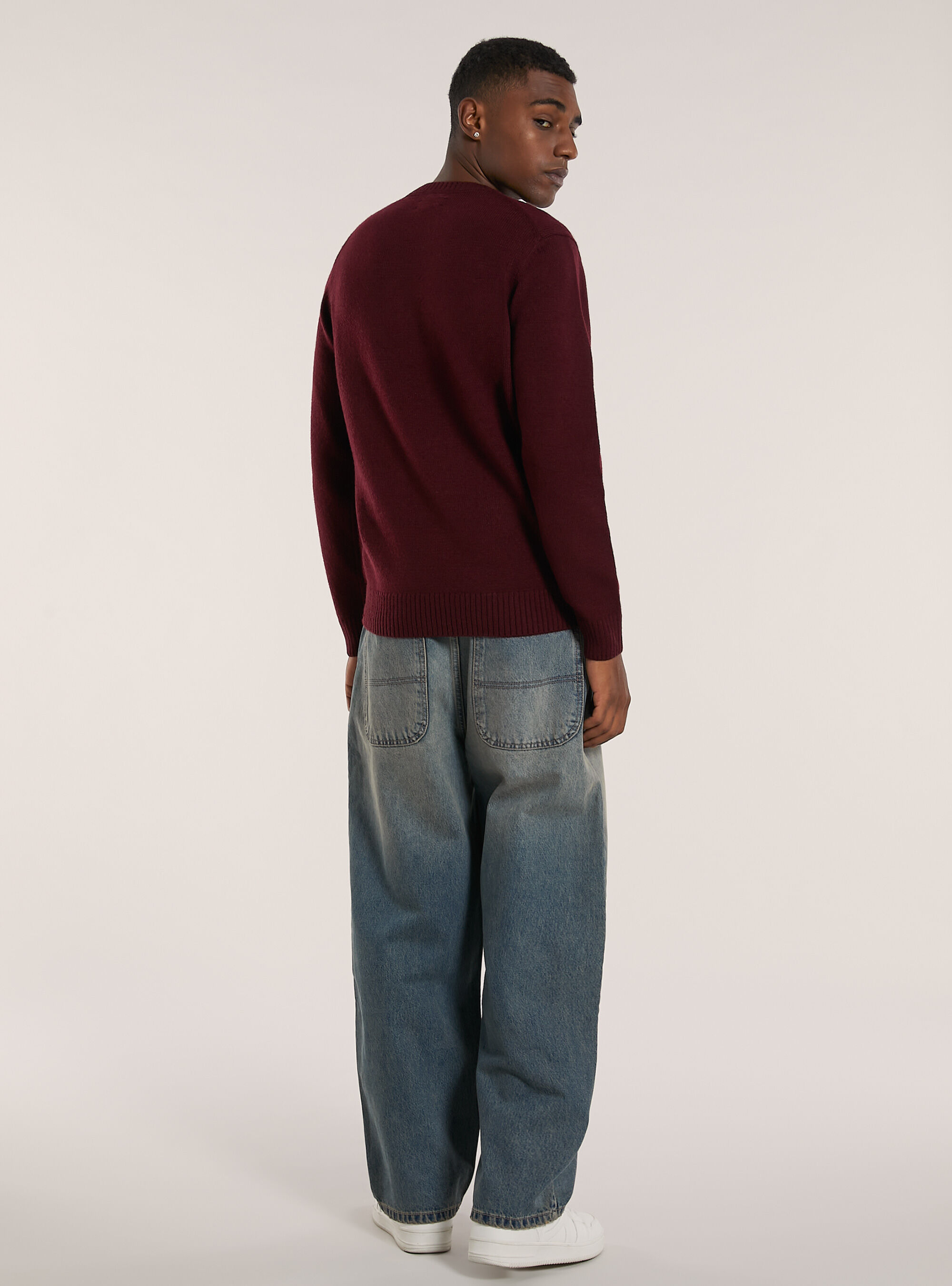 Jersey de cuello redondo tipo cachemira, BO1 BORDEAUX DARK