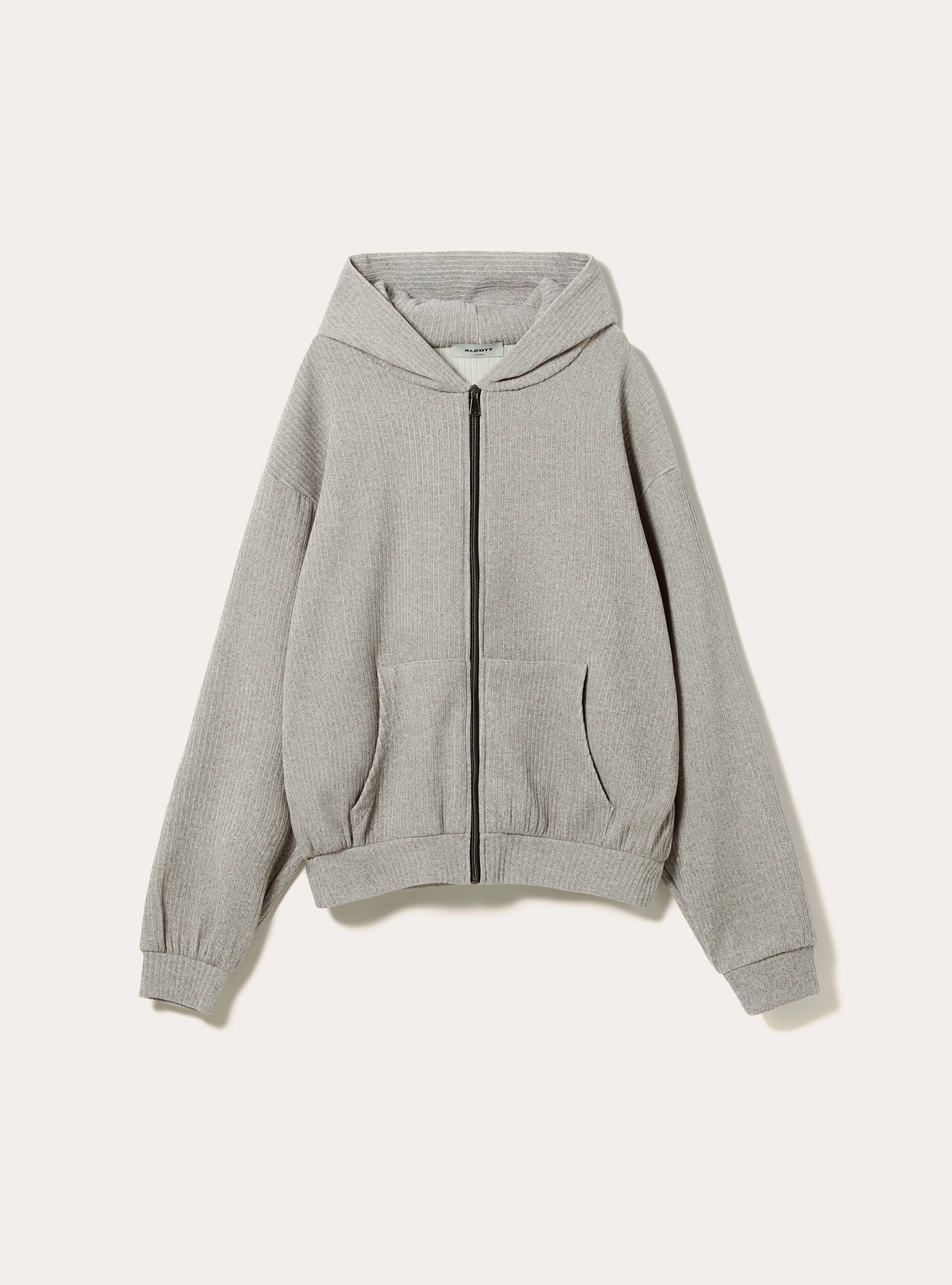 Cardigan boxy fit in velluto a coste, MGY3 GREY MEL LIGHT
