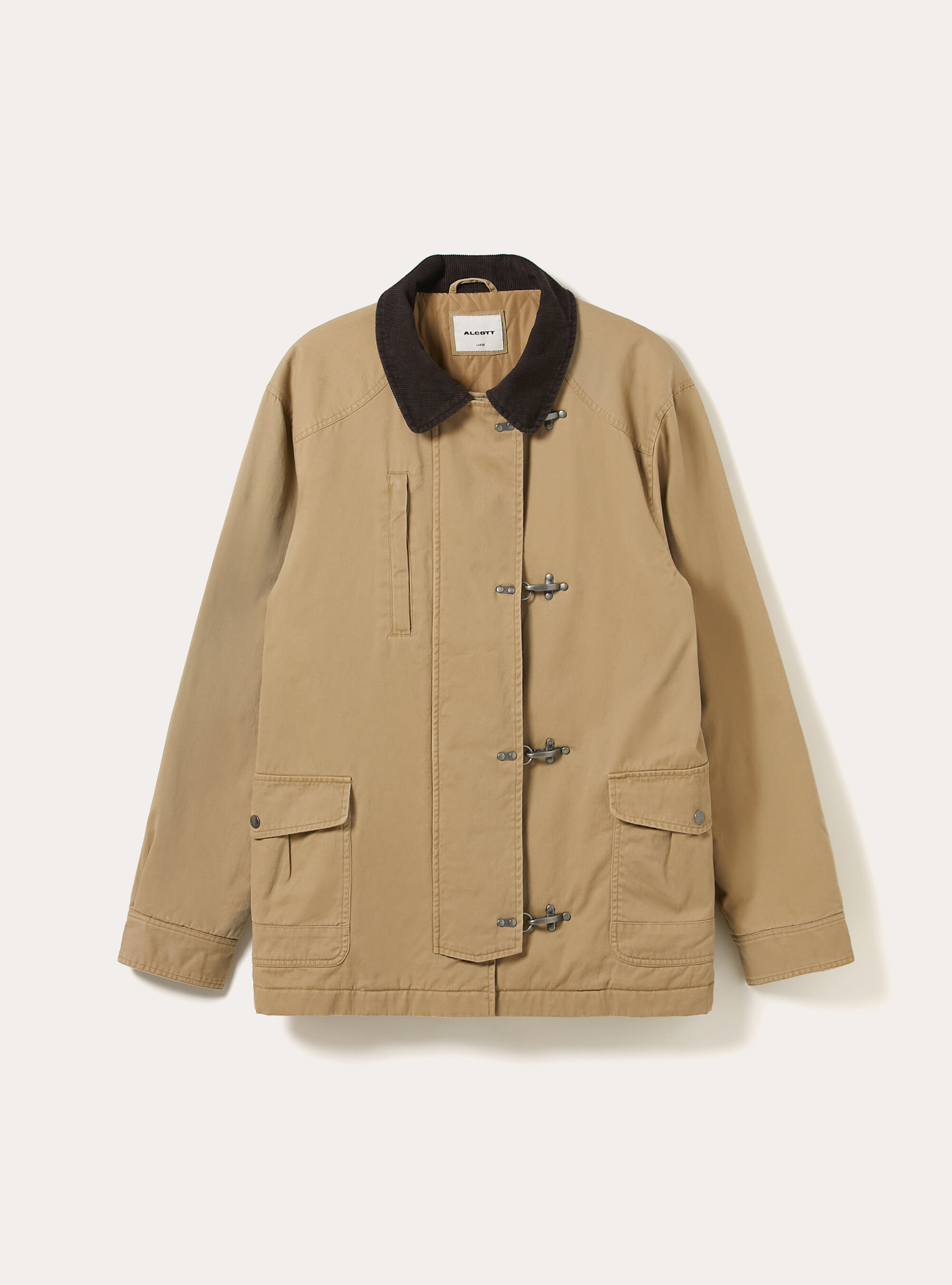 Giubbotto con alamari e collo in velluto, BG2 BEIGE MEDIUM