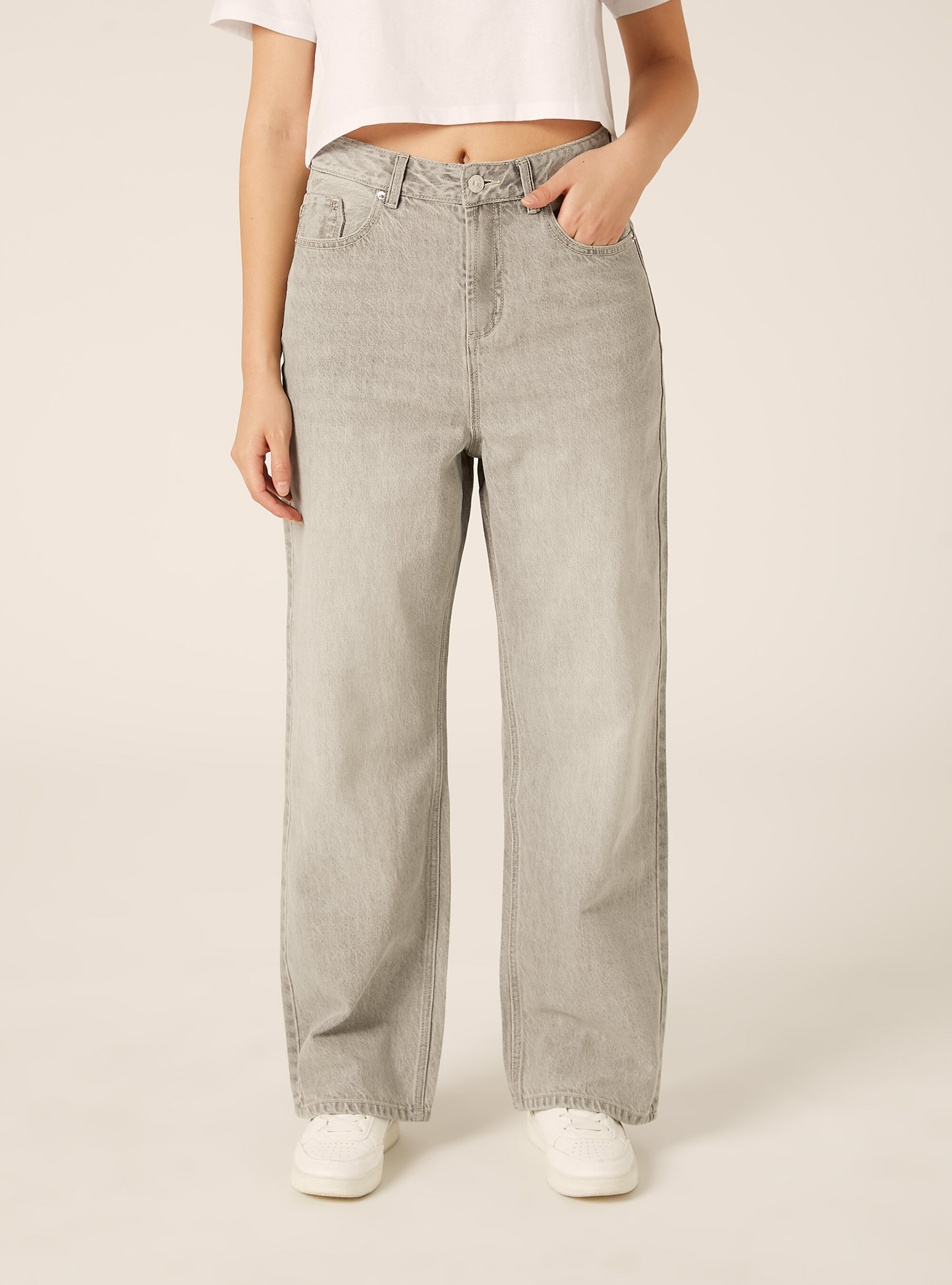 Jeans low wide, D00G GREY