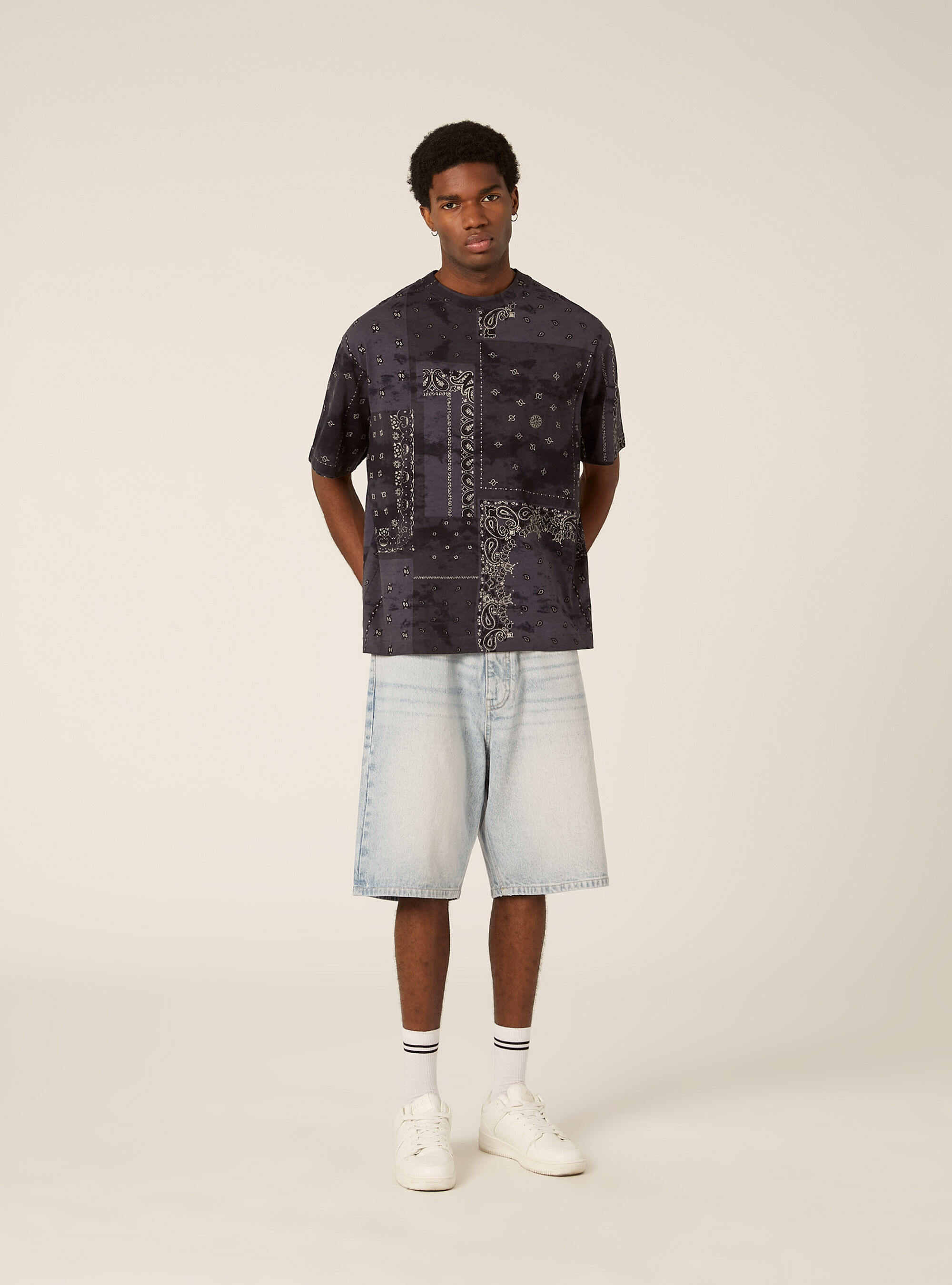 Patchwork Bandana Print Oversized T-Shirt