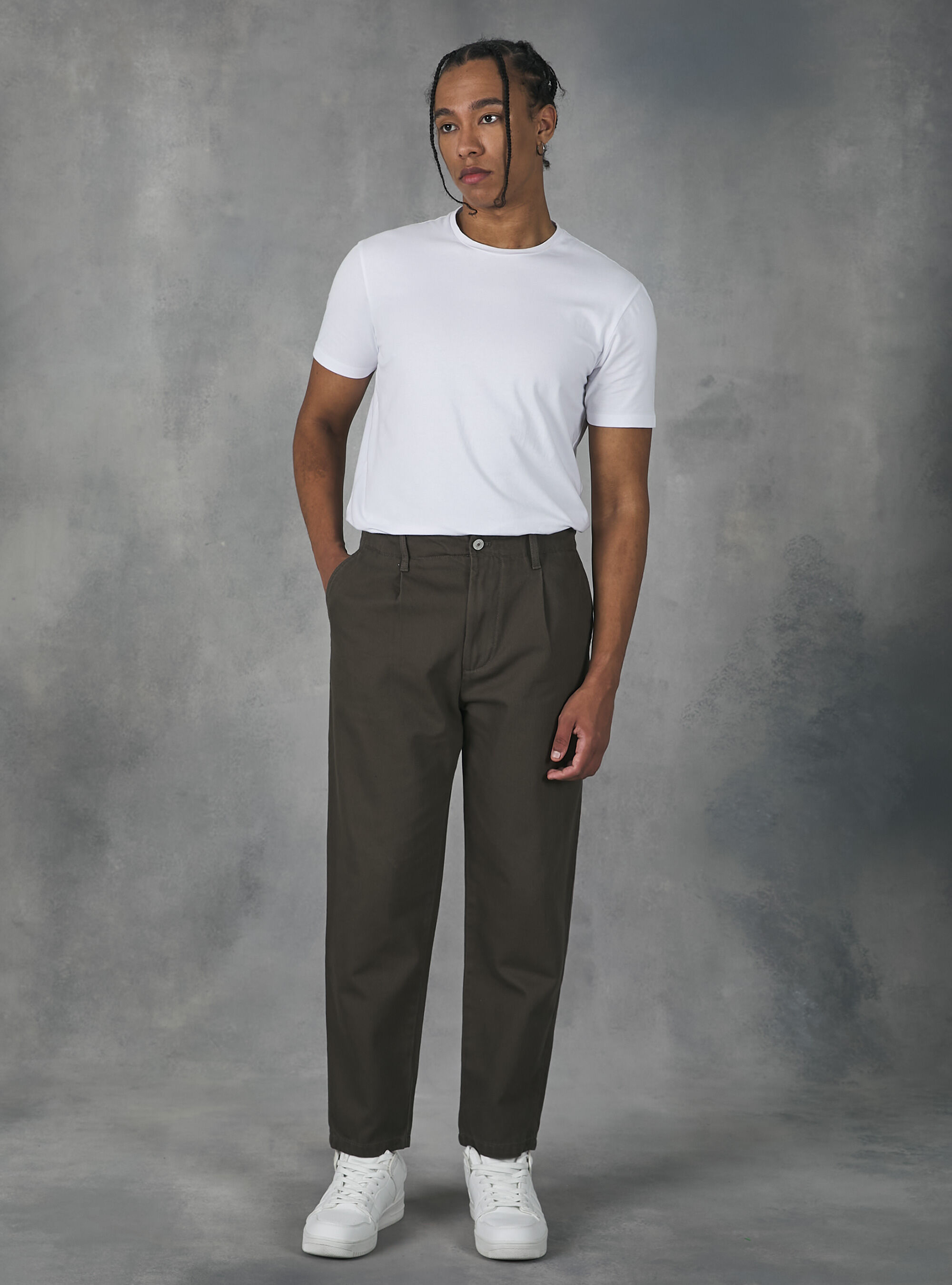 Baloon fit canvas trousers, KY1 KAKY DARK