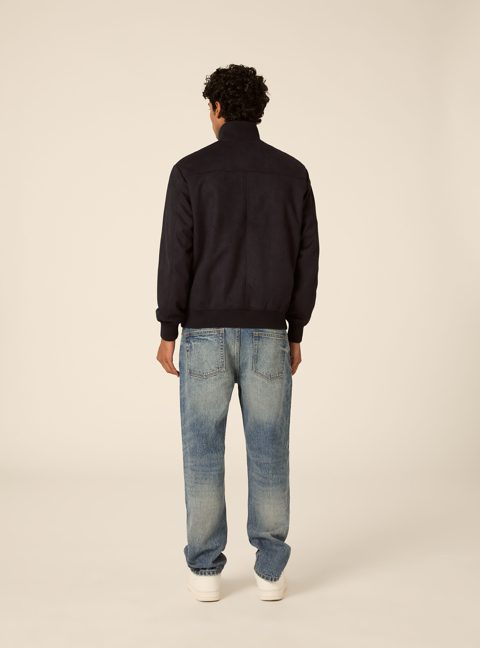 Giubbotto bomber effetto suede, NA1 NAVY DARK