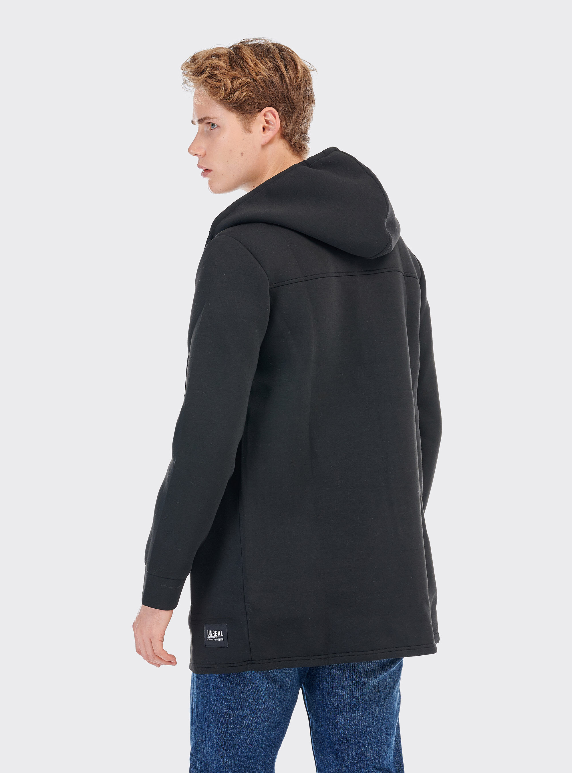 OPEN SWEATSHIRT WITH HOOD, BLACK