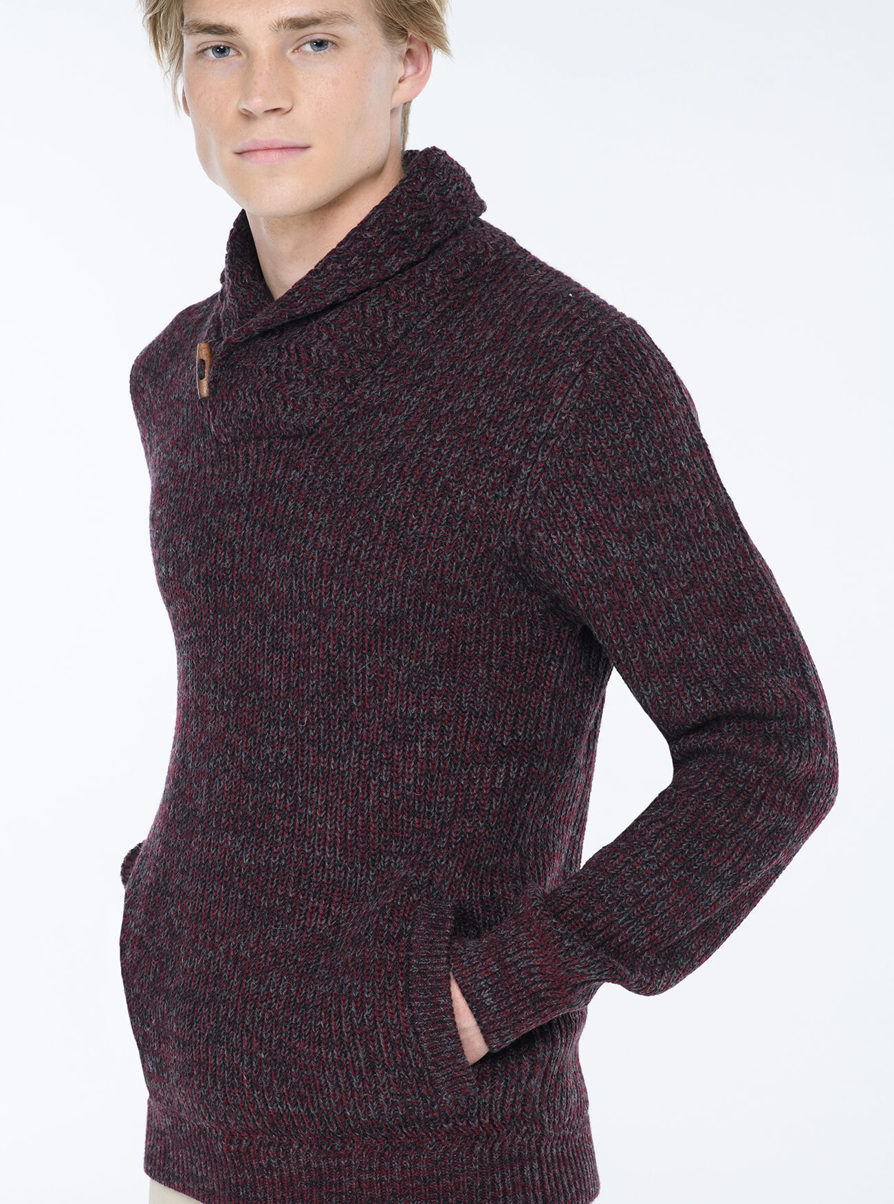 PULLOVER WITH SHAWL COLLAR, MULTICOLOR