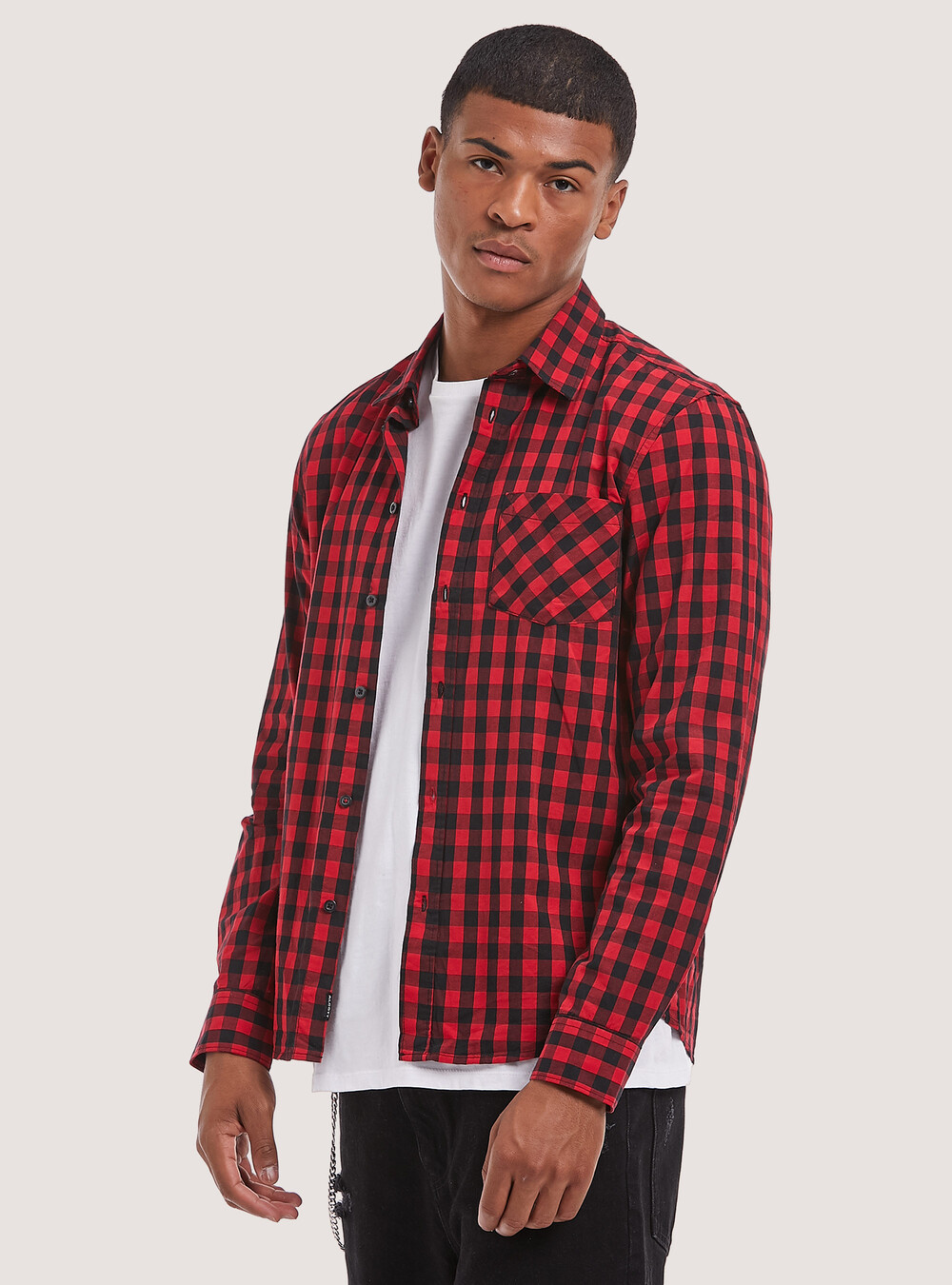 Vestito Camicia Camicia A Quadri Rossa E Nera Uomo Outfit Camicia