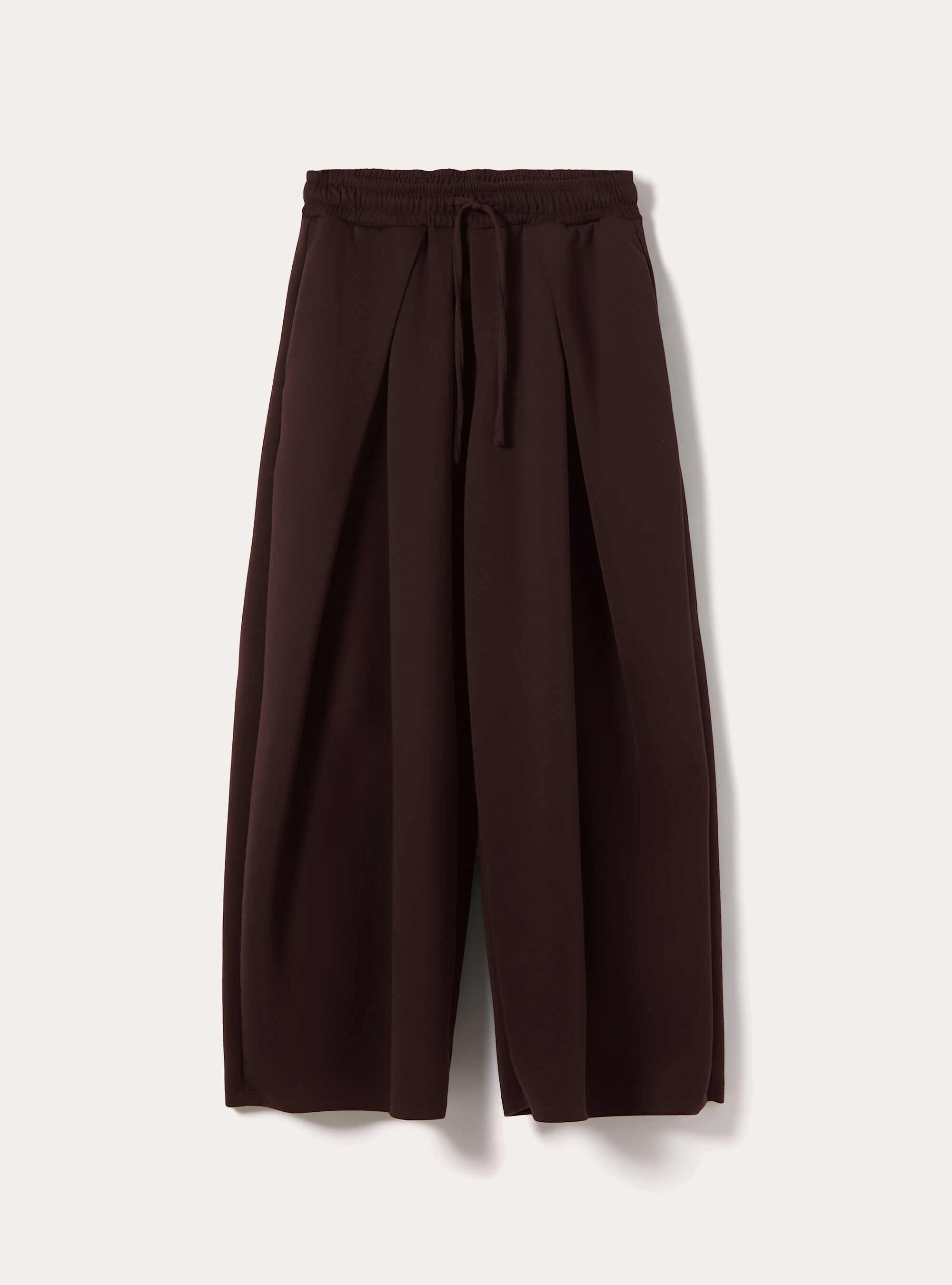 Scuba barrel fit trousers with pleats, BR1 BROWN DARK