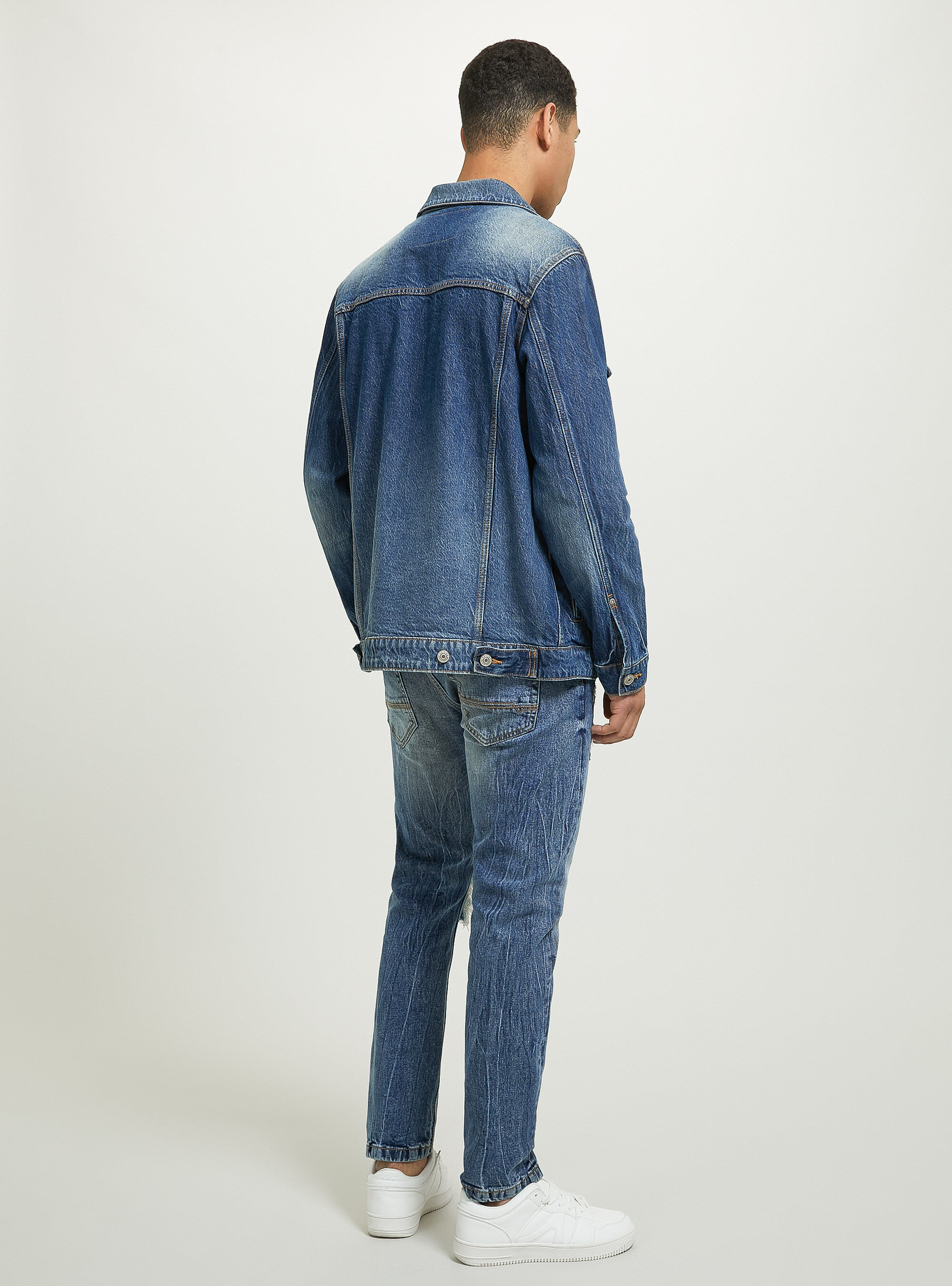 Chaqueta vaquera el&aacute;stica, AZUL