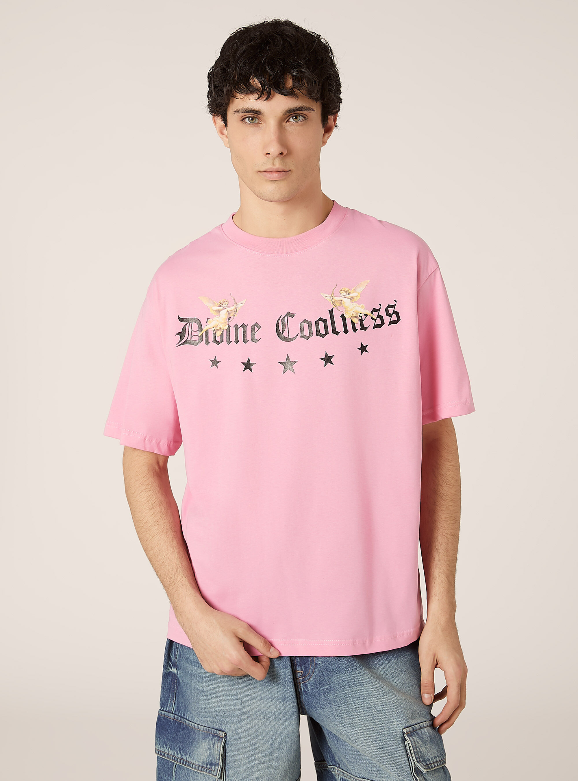 Boxy fit T-shirt with print, PK2 PINK MEDIUM