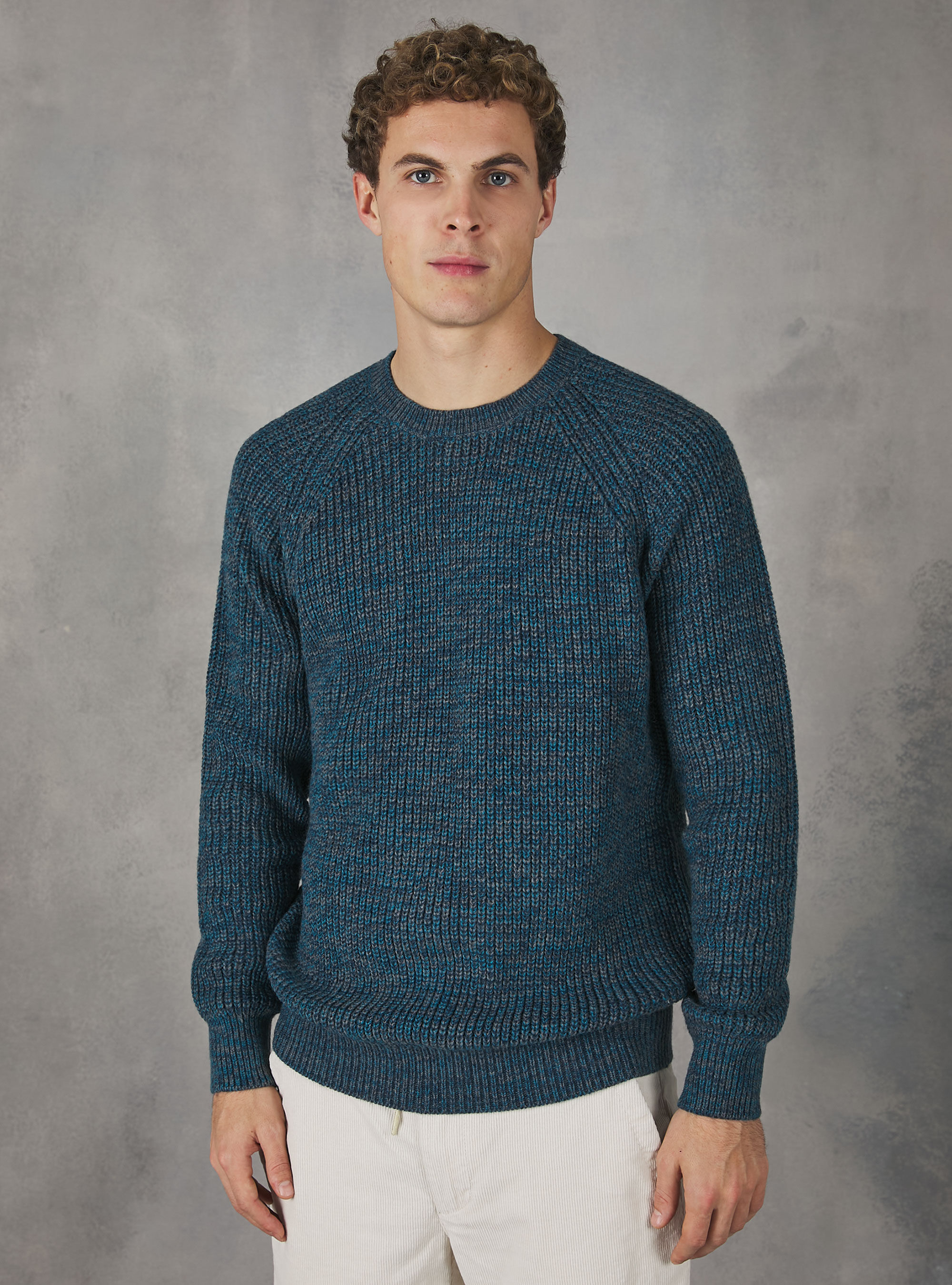 English rib crew-neck pullover, TOB1 TWIST BLUE OIL DARK