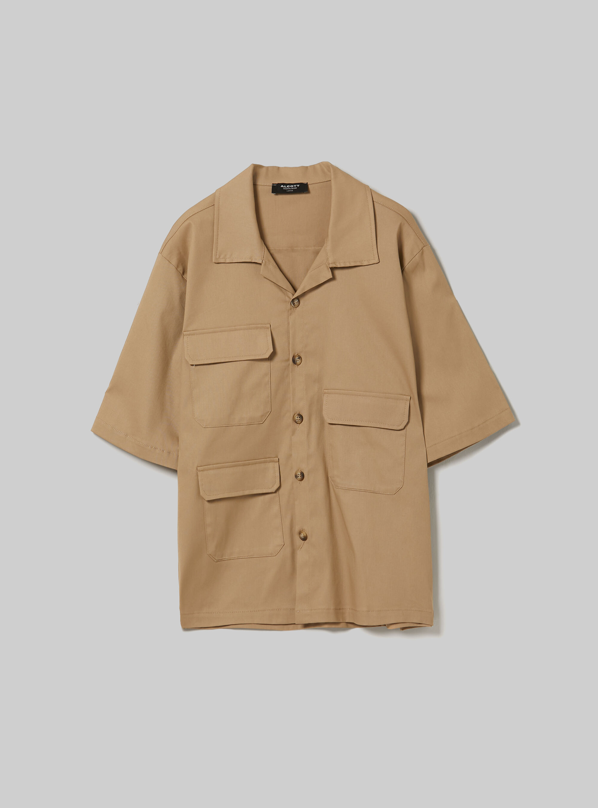 Cotton shirt with large pockets, BG2 BEIGE MEDIUM