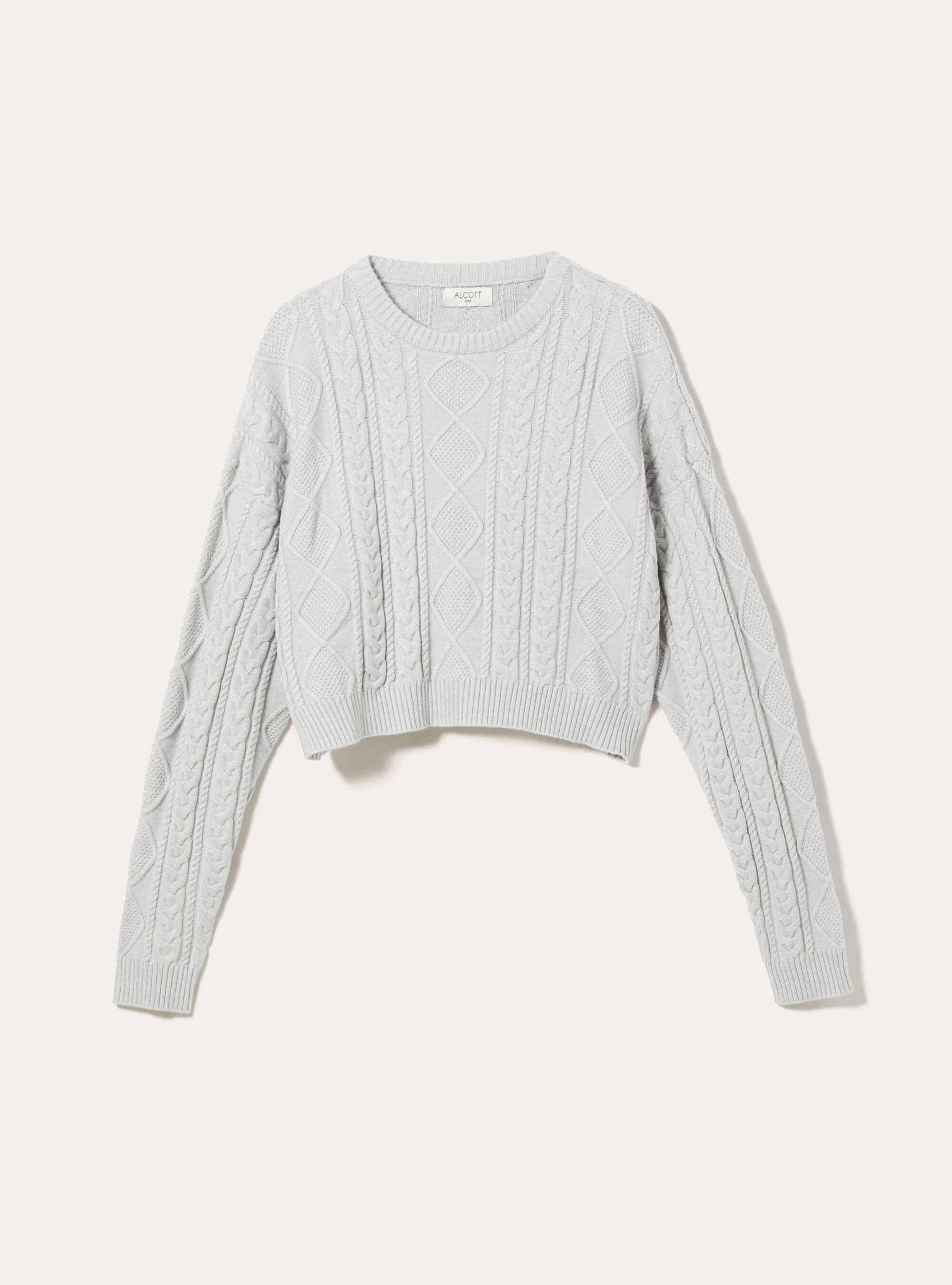 Maglia con collo rotondo a trecce, MGY2 GREY MEL MEDIUM