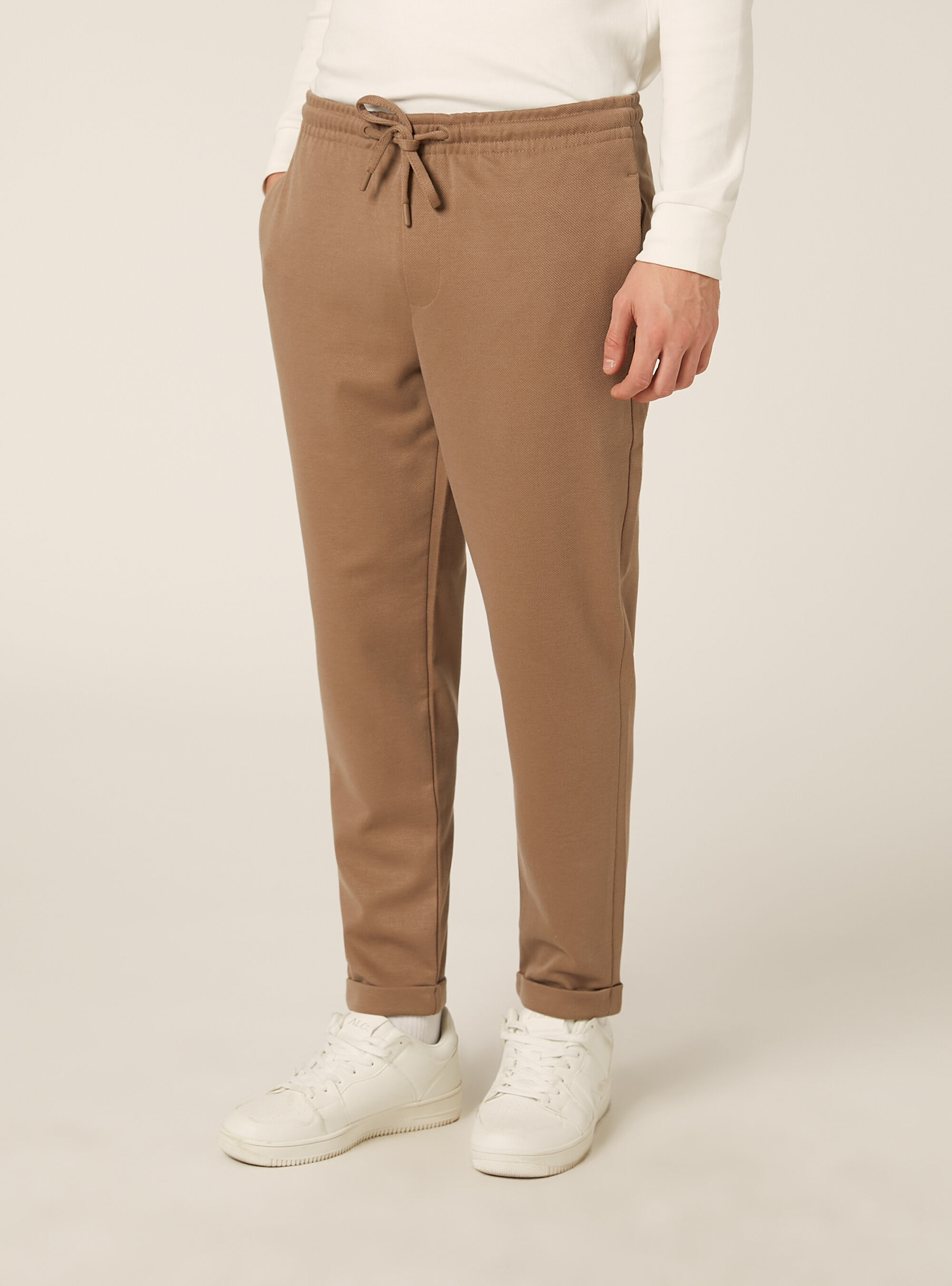 Pantaloni con vita jogger honeycomb, MARRONE CHIARO