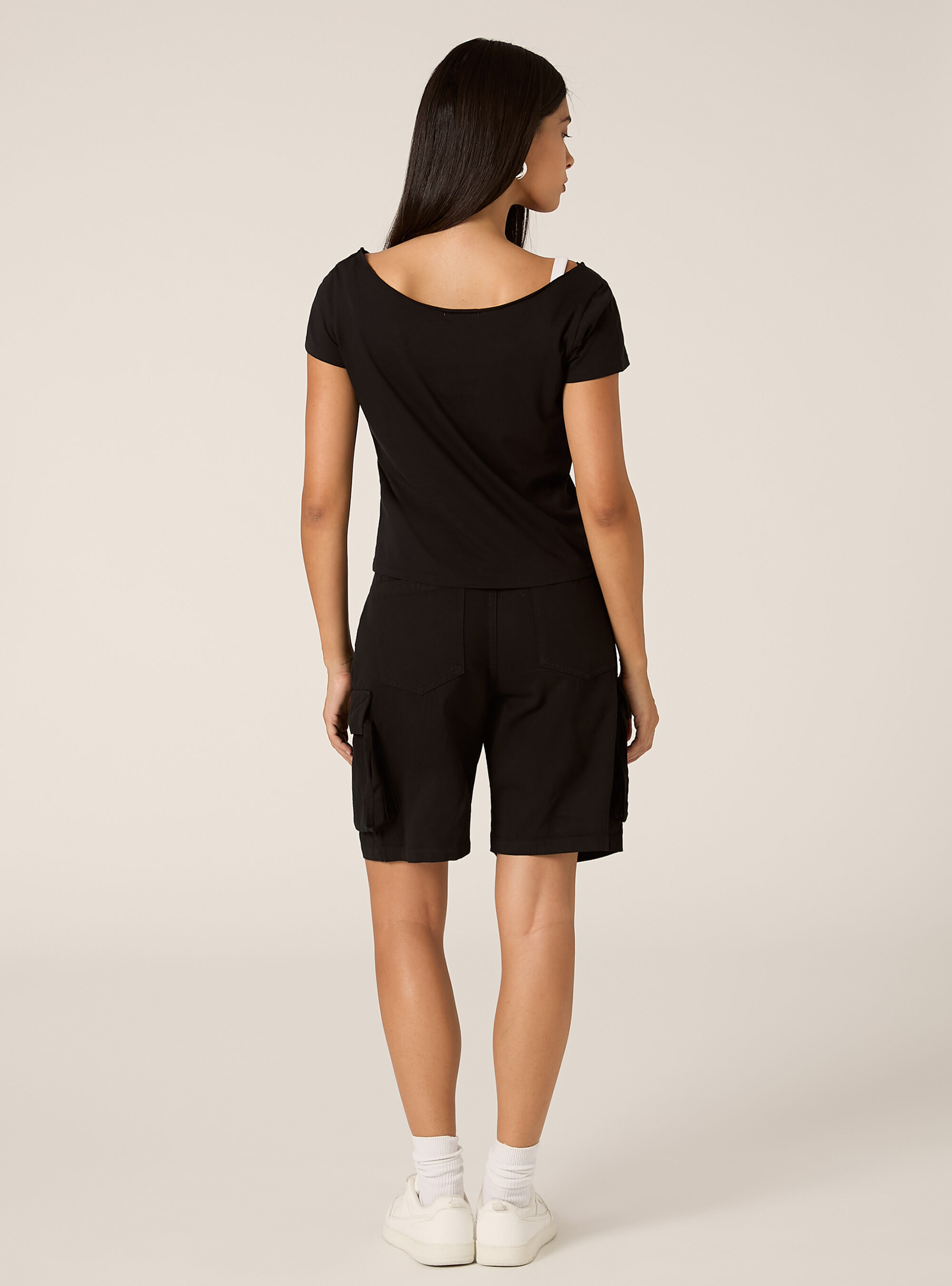 Boat neck T-shirt, BK1 BLACK